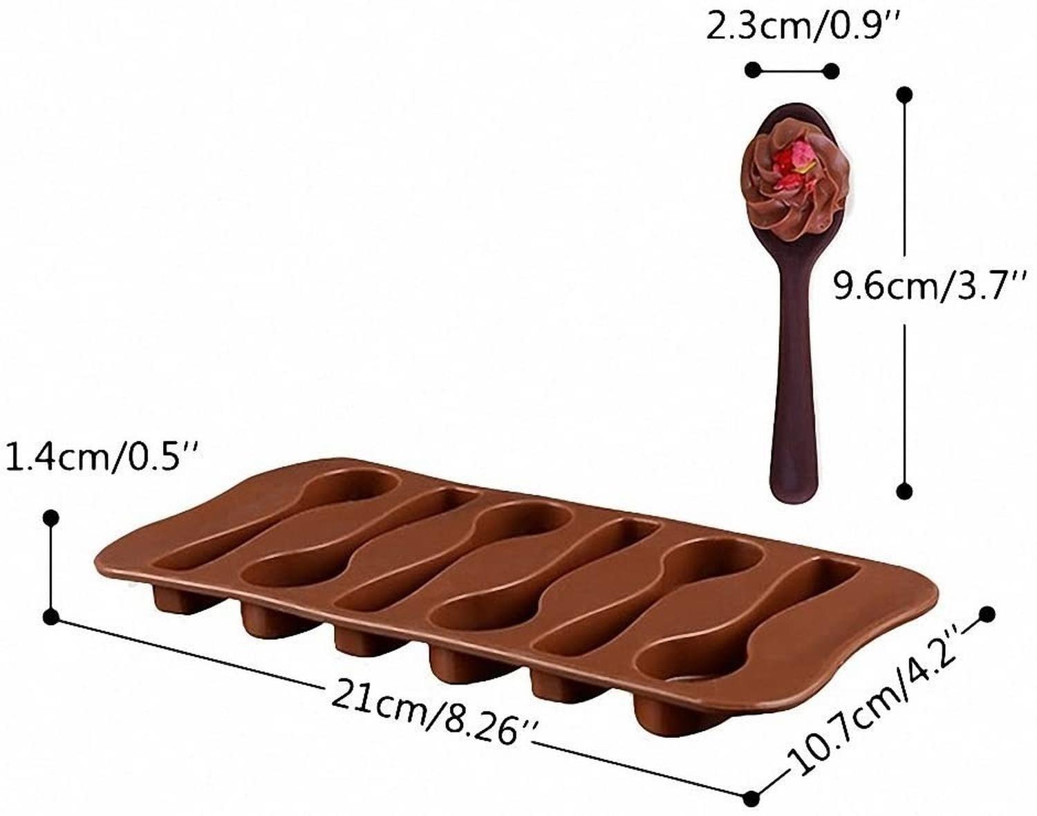 Pack X2 Molde Chocolate Moldes Silicona Chocolate Cucharas Marrón-3