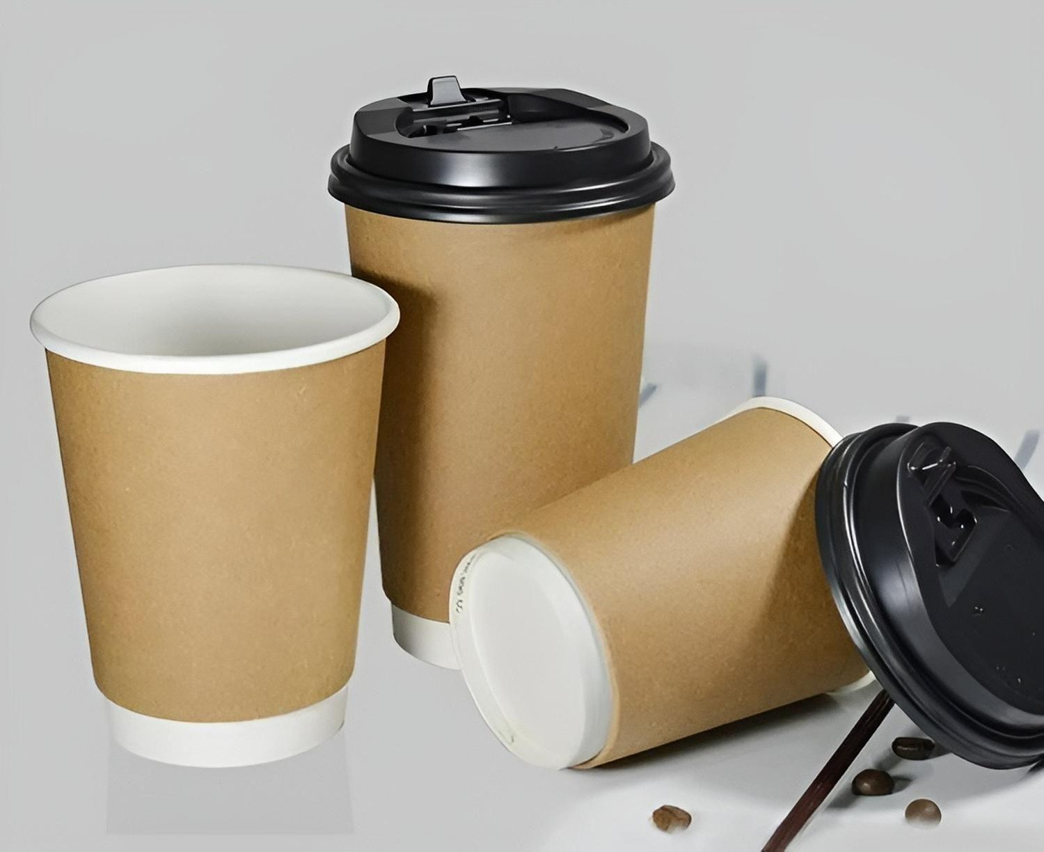 Vasos Desechables Vaso Cafe Kraft Doble Pared C/tapa 12oz-7
