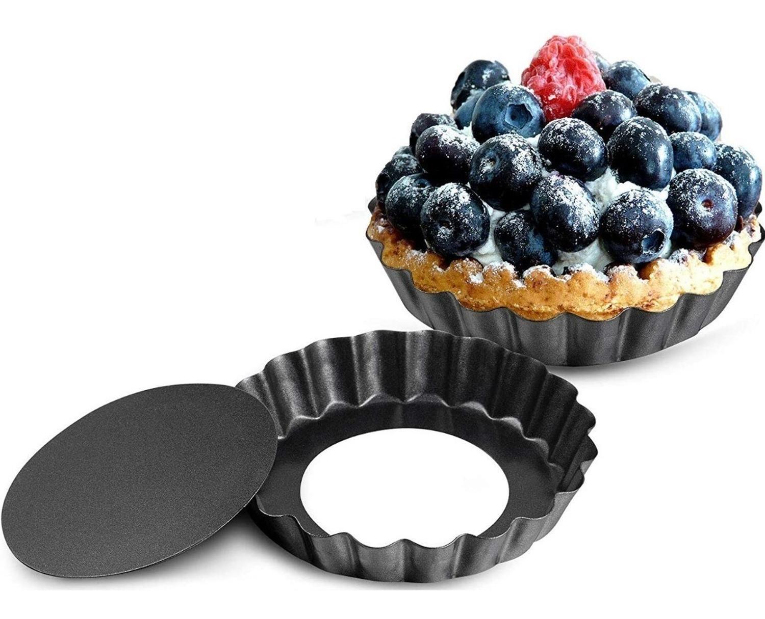 Moldes Tartas Moldes Tartaleta Desmontable Individual 8cm Gris Claro-0
