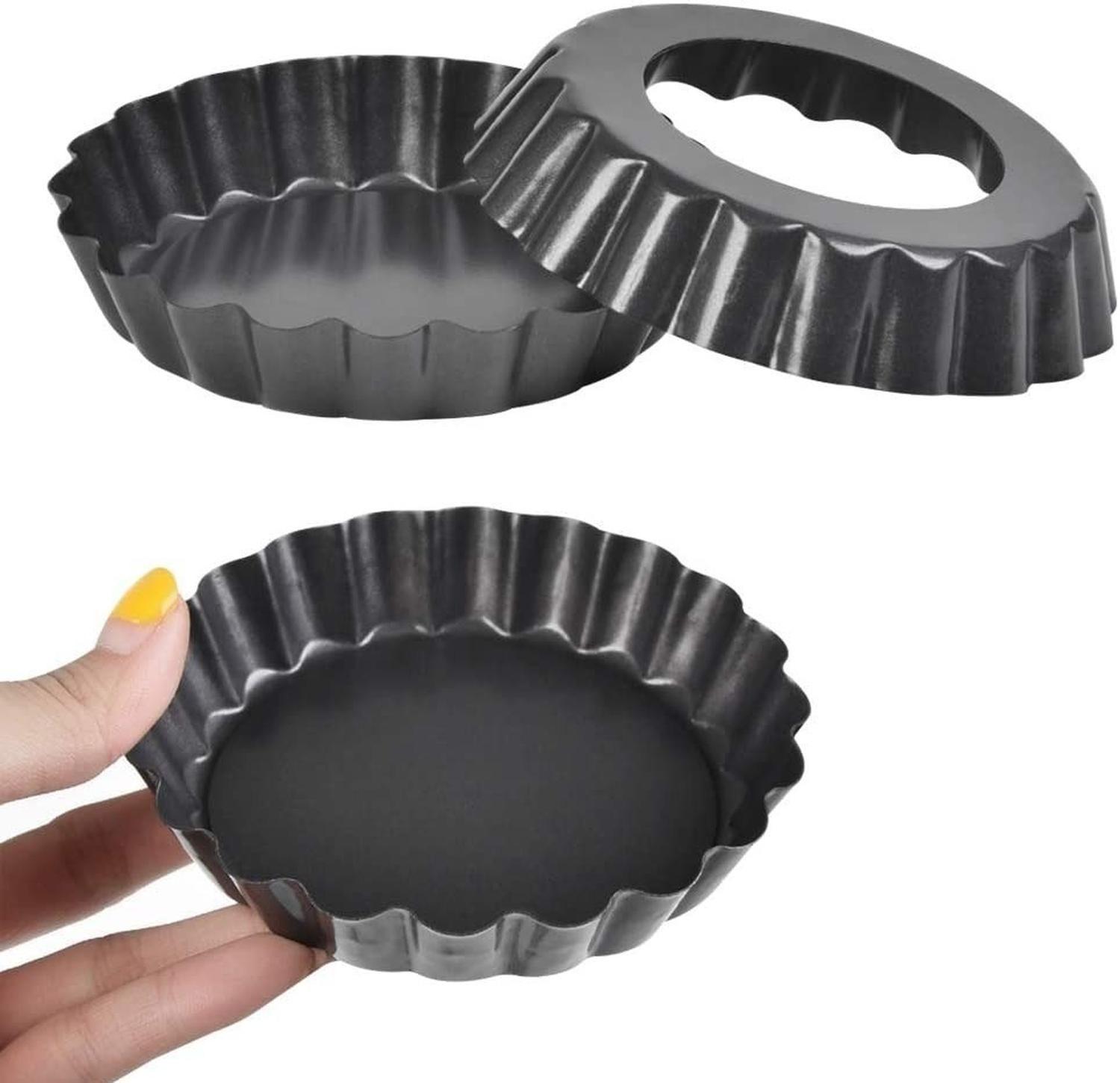 Moldes Tartas Moldes Tartaleta Desmontable Individual 8cm Gris Claro-4