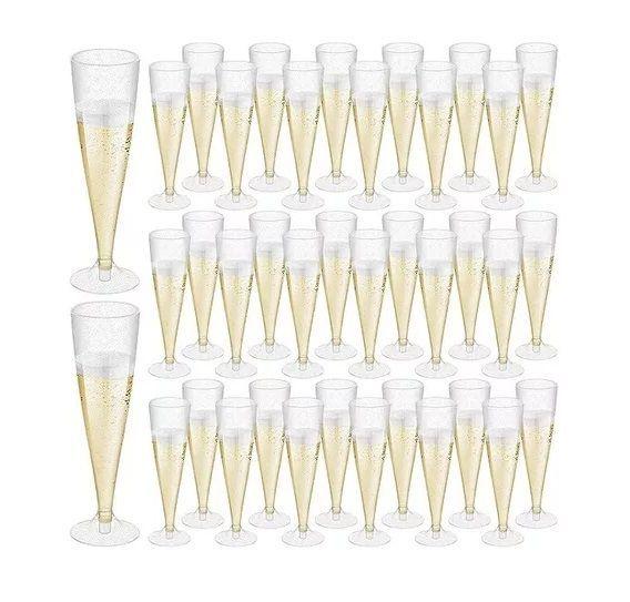 50 Copas Champagne Copa Acrilico Flauta Copas Champaña 5oz-6