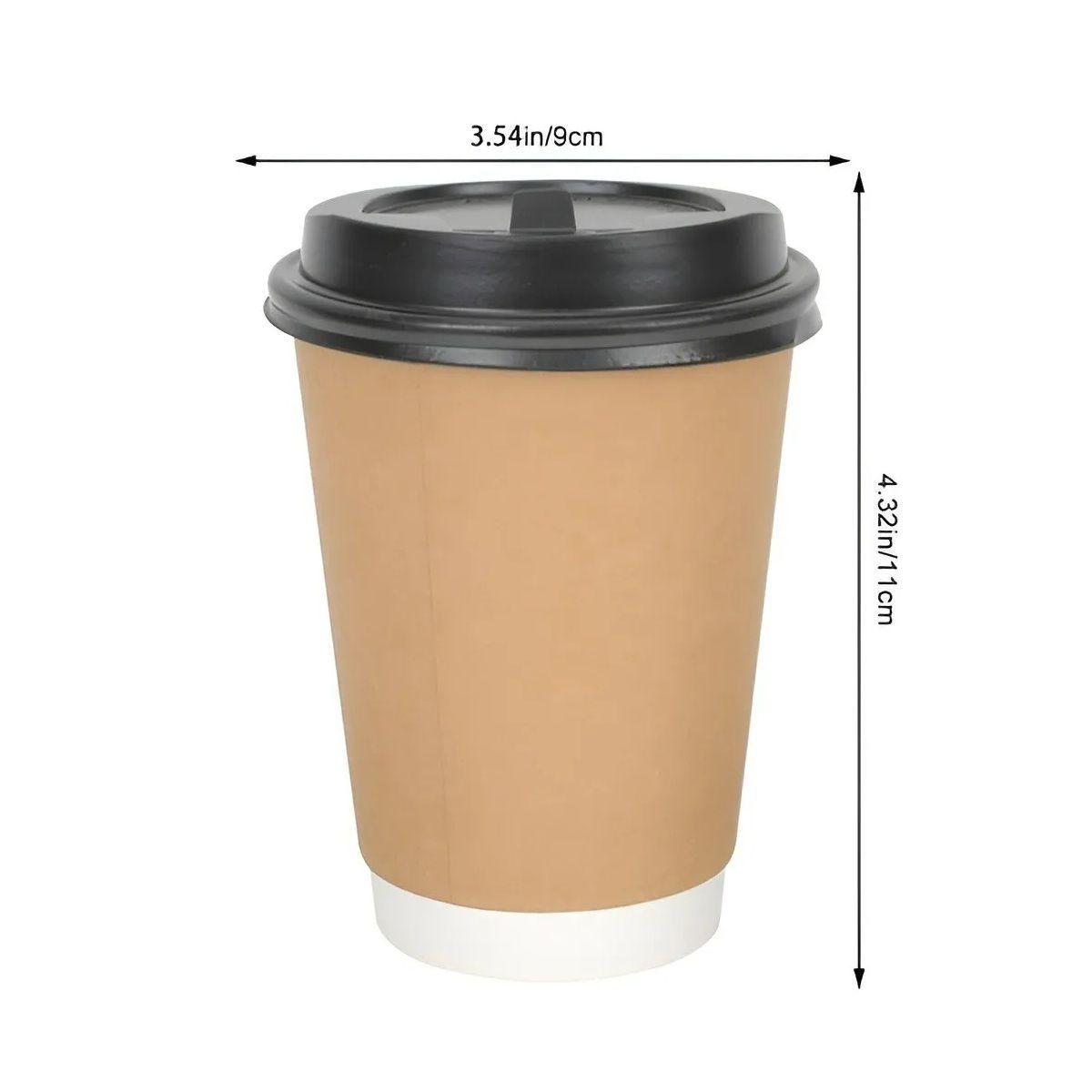 X50 Vaso Cafe Kraft Vasos Desechables Doble Pared C/tapa 8oz Marrón Claro / Vaso Kraft Doble Pared 8-2