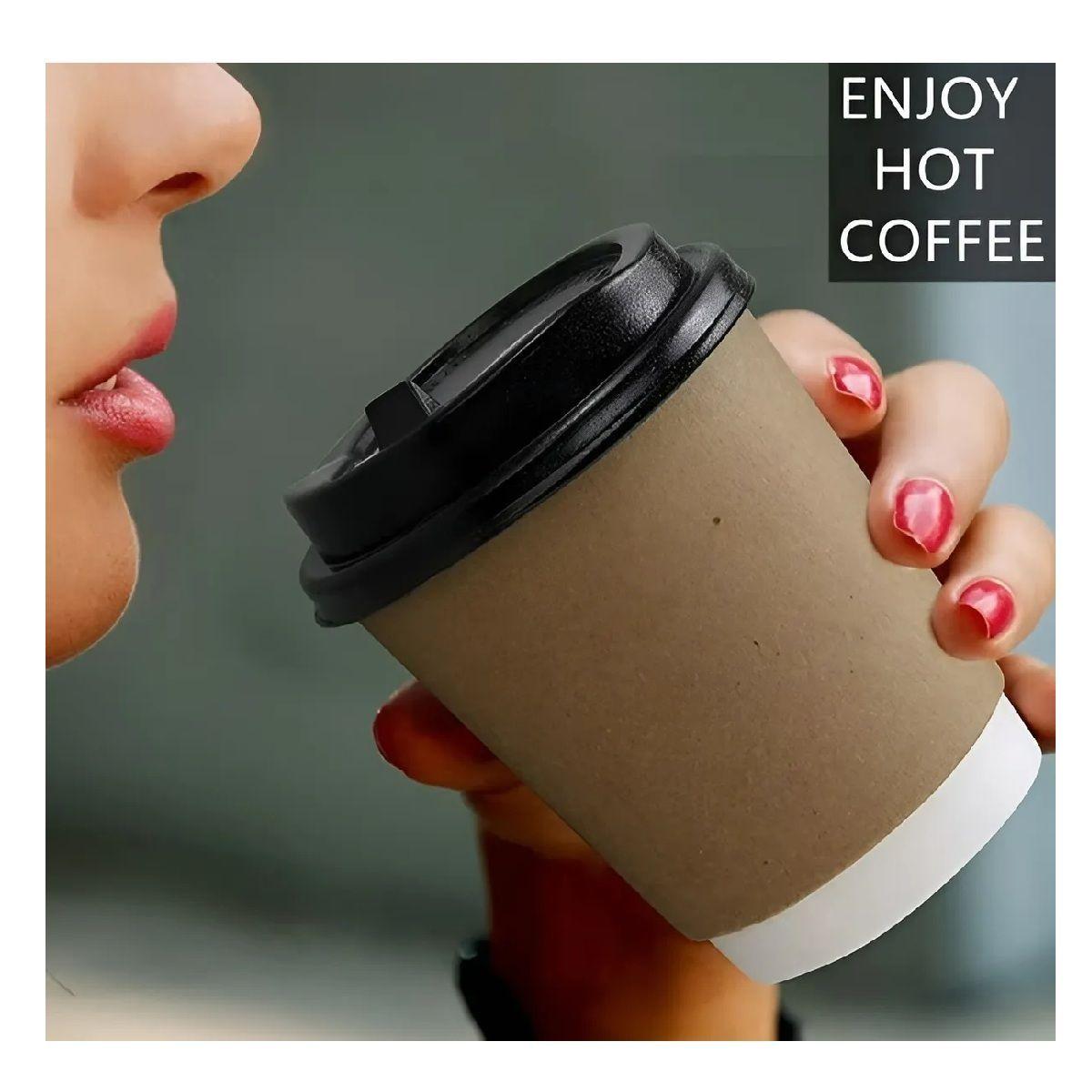 X50 Vaso Cafe Kraft Vasos Desechables Doble Pared C/tapa 8oz Marrón Claro / Vaso Kraft Doble Pared 8-5