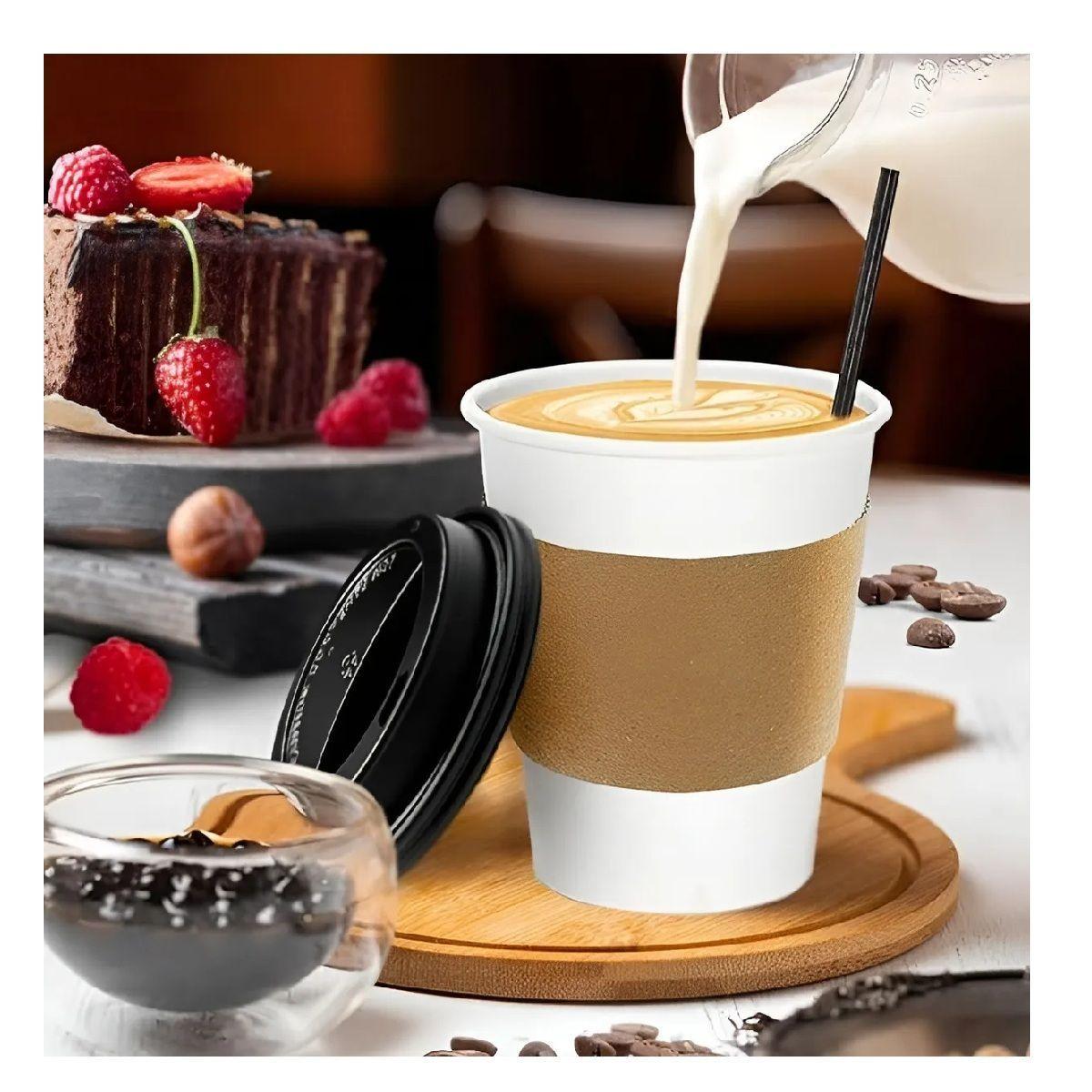 Vaso Cafe Kraft Vasos Polipapel Vaso C/tapa+manga 150und 8oz Blanco / Vaso 8oz-5