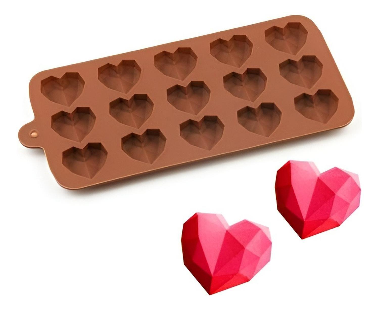 2 Moldes Mini Corazon Diamante Molde Corazón Geometrico 15 Marrón-9