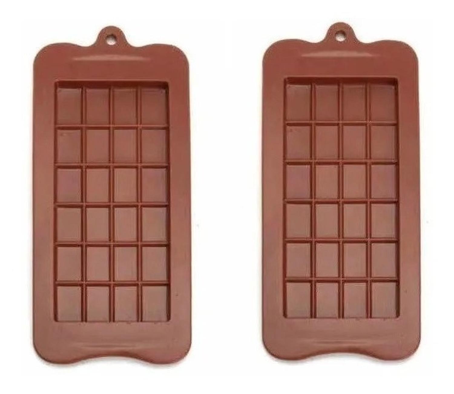 Pack 2 Moldes De Chocolate Molde Barra De Chocolate Silicona Marrón-1