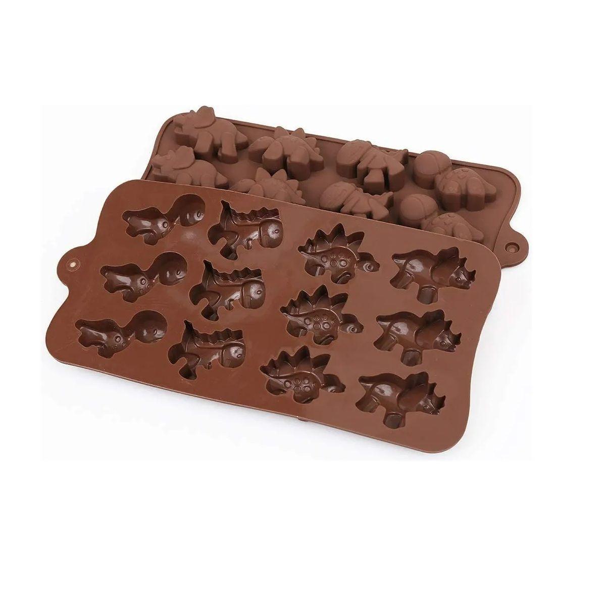 Pack X4 Moldes De Chocolate Dino Molde Chocolate Dinosaurios Marrón-2
