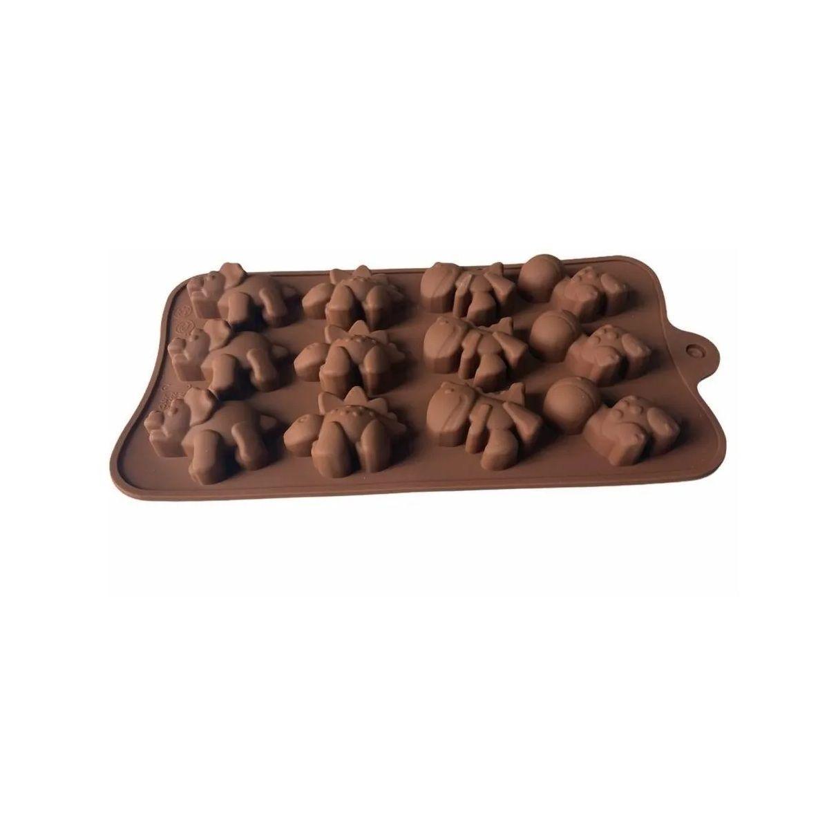 Pack X4 Moldes De Chocolate Dino Molde Chocolate Dinosaurios Marrón-3