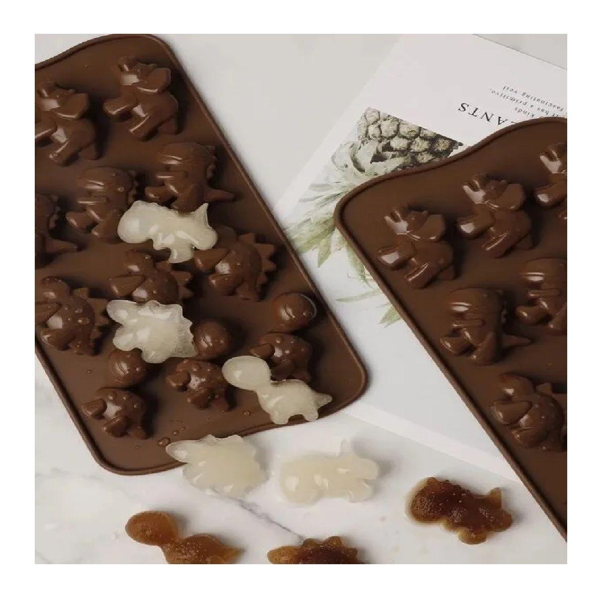 Pack X4 Moldes De Chocolate Dino Molde Chocolate Dinosaurios Marrón-7