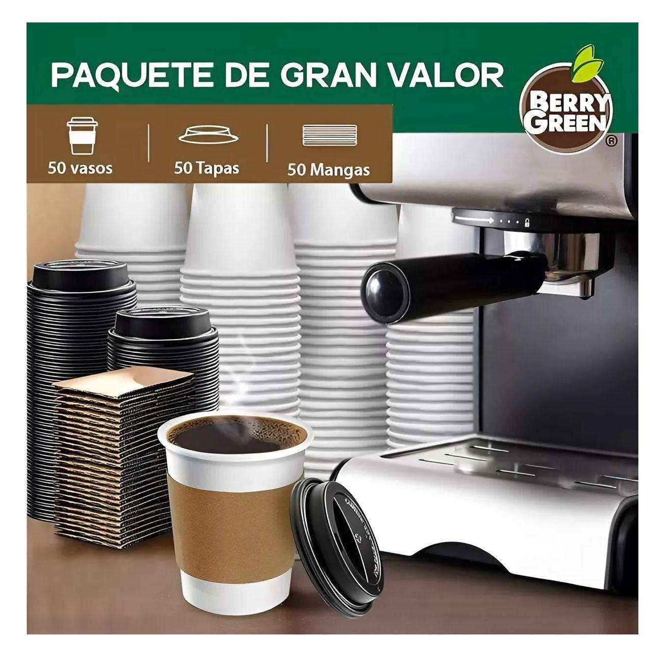 200 Vasos Para Cafe Vasos Polipapel C/tapa+manga 10oz/ 296ml-3