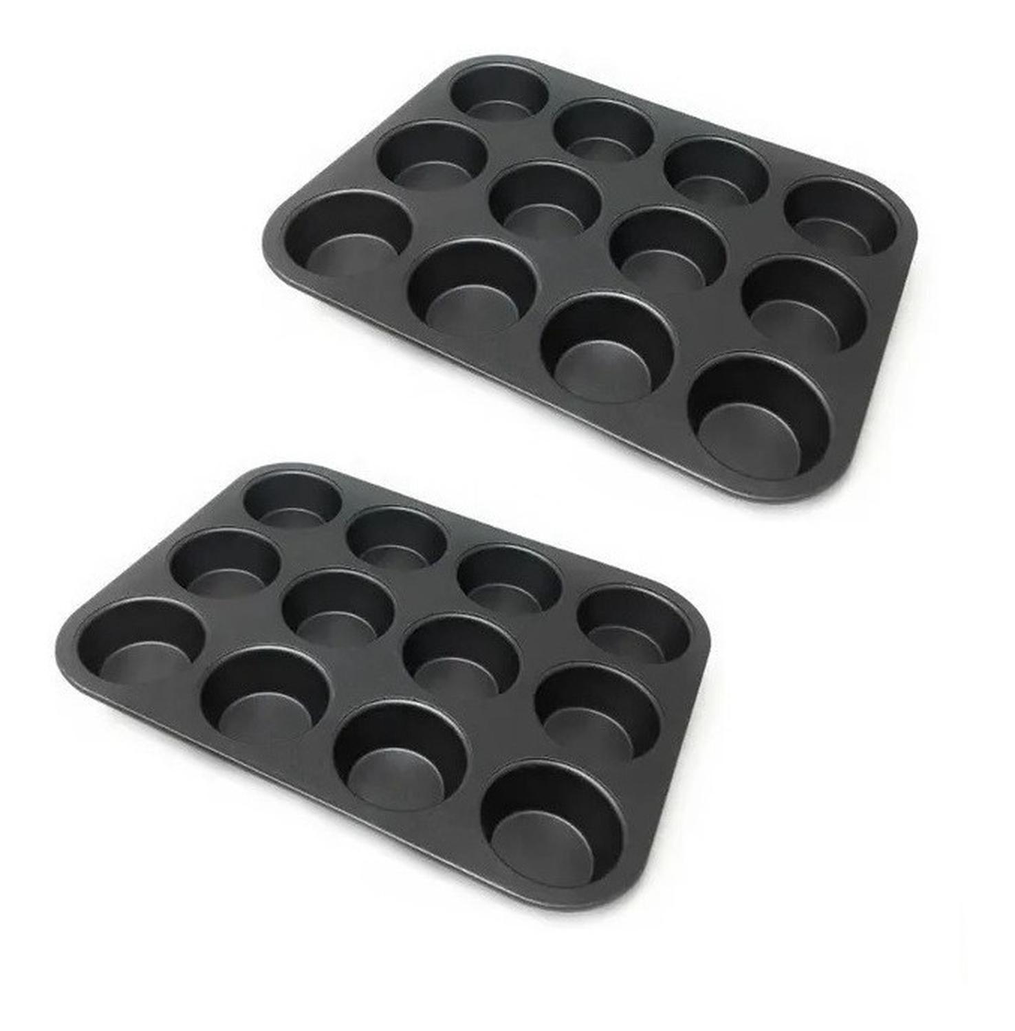 Pack X2 Moldes 12 Cupcakes Molde Cupcake Molde Muffin Gris Gris-0