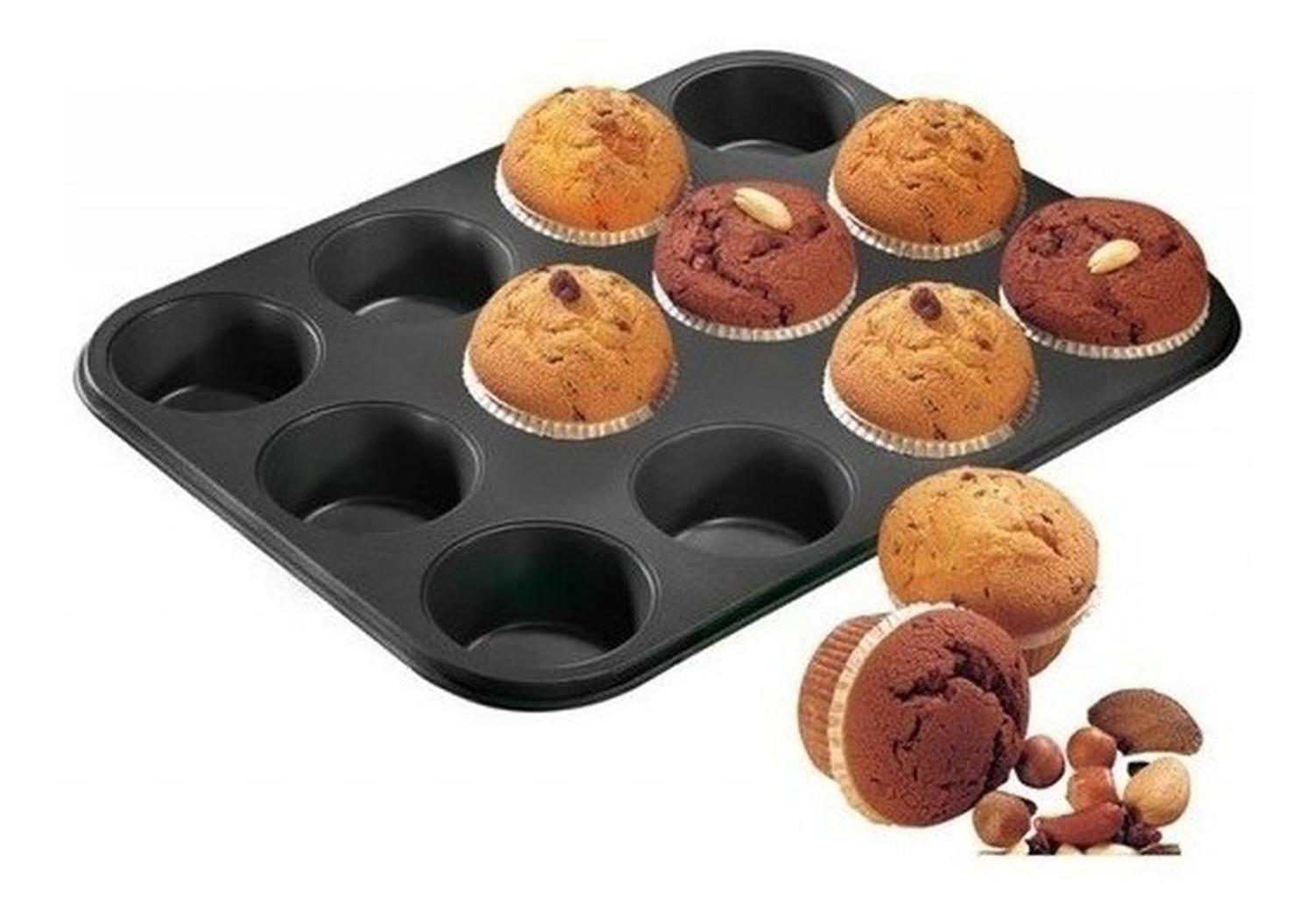 Pack X2 Moldes 12 Cupcakes Molde Cupcake Molde Muffin Gris Gris-2
