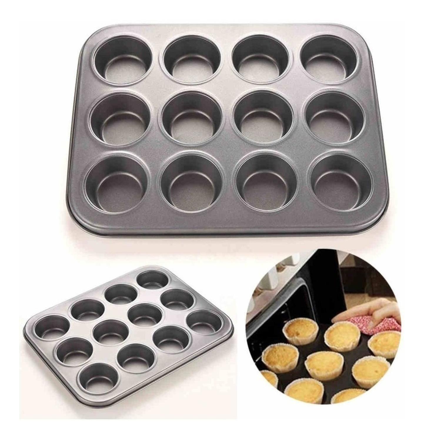 Pack X2 Moldes 12 Cupcakes Molde Cupcake Molde Muffin Gris Gris-7
