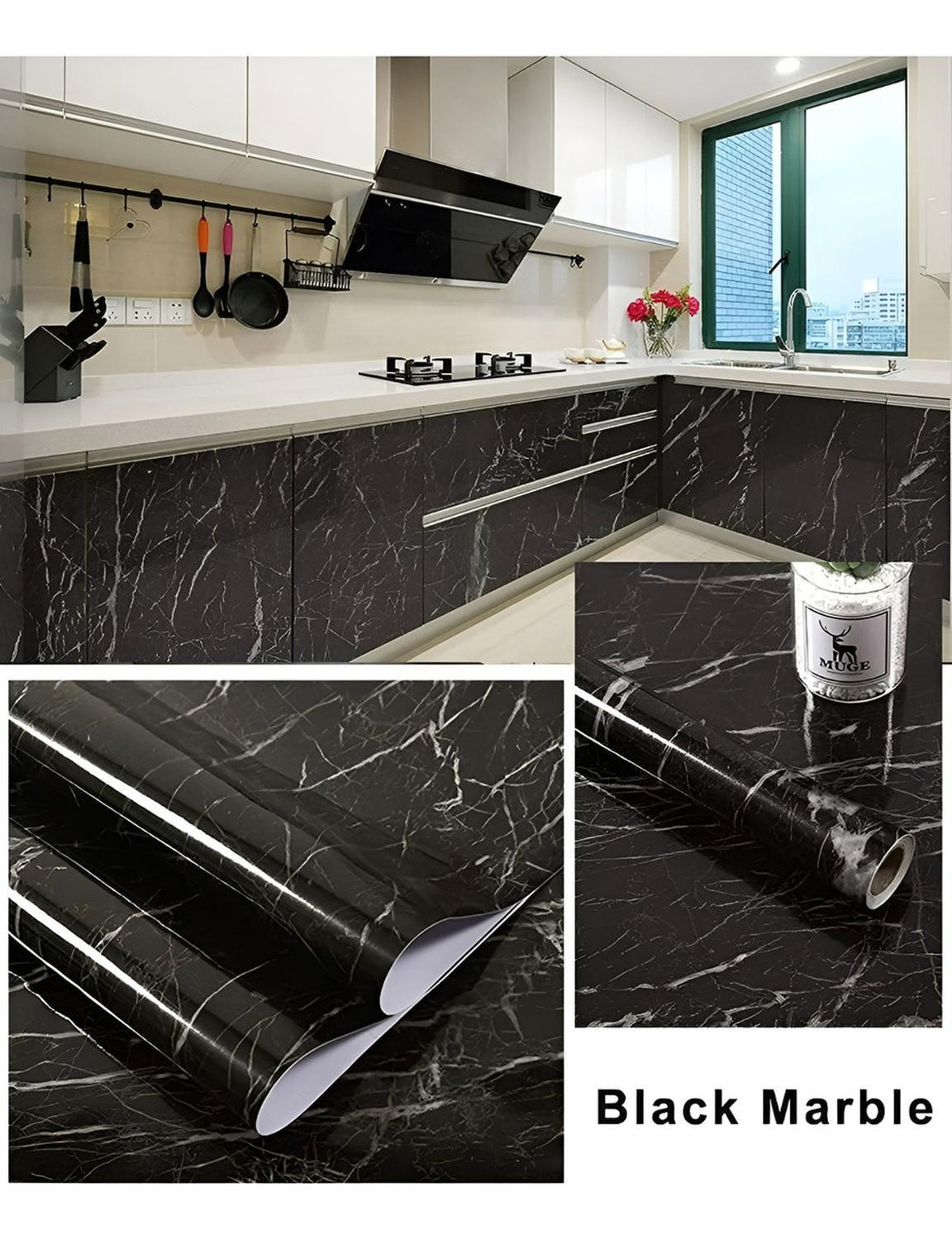 [NEG-111254] Papel Para Pared Papel Mural Pvc Autoadhesivo 10mts Marmol Negro Marmol Negro-1