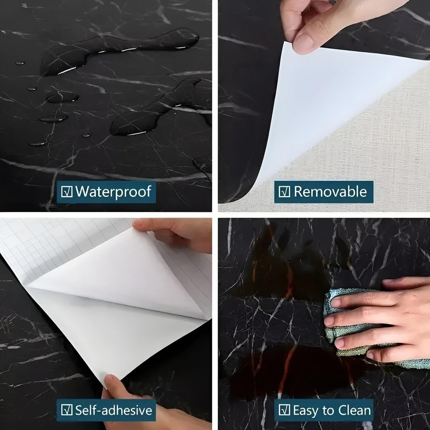 [NEG-111254] Papel Para Pared Papel Mural Pvc Autoadhesivo 10mts Marmol Negro Marmol Negro-4