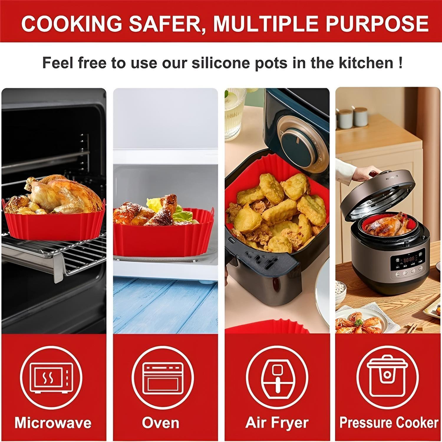X4 Forro De Freidor Forro De Silicona Air Fryer Cuadrado-4