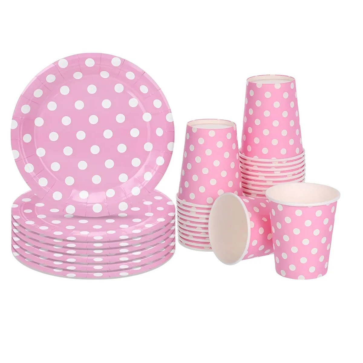 Vajilla De Cumpleaños Platos Vasos Desechables Rosa 20pcsVajilla De Cumpleaños Platos Vasos Desechab-0