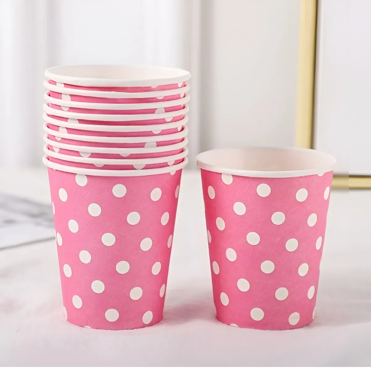 Vajilla De Cumpleaños Platos Vasos Desechables Rosa 20pcsVajilla De Cumpleaños Platos Vasos Desechab-3