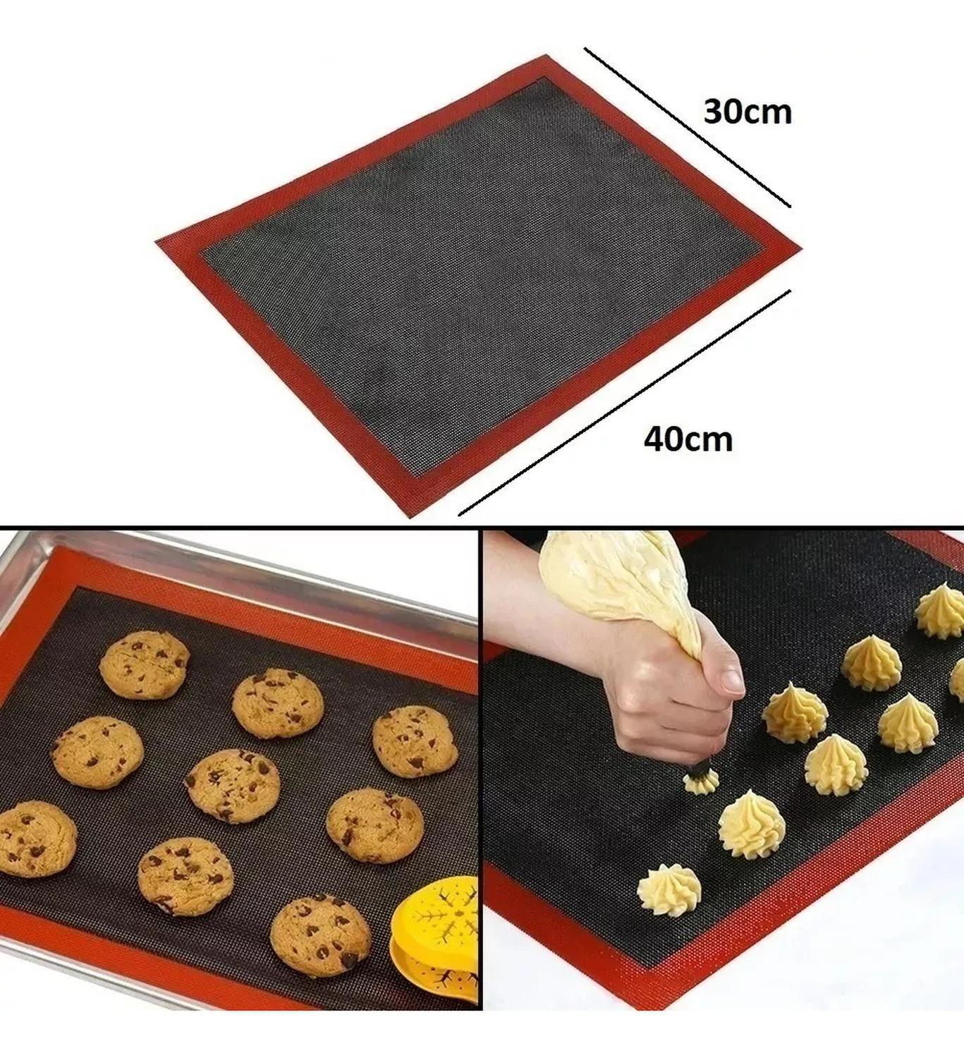 4 Lamina Silicona Tapete Horno Microperforado Silpat 30x40cm Negro/rojo-5