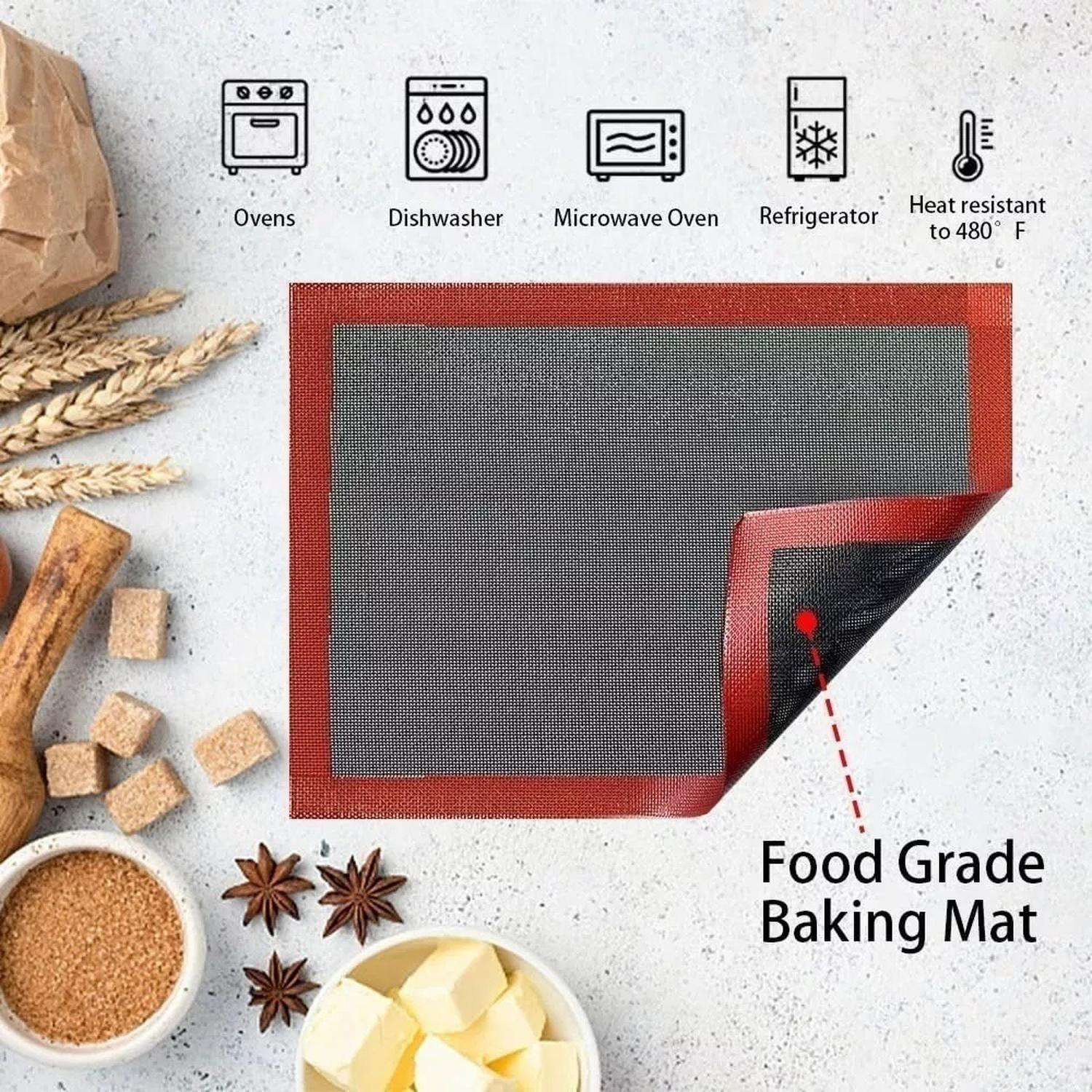 4 Lamina Silicona Tapete Horno Microperforado Silpat 30x40cm Negro/rojo-7