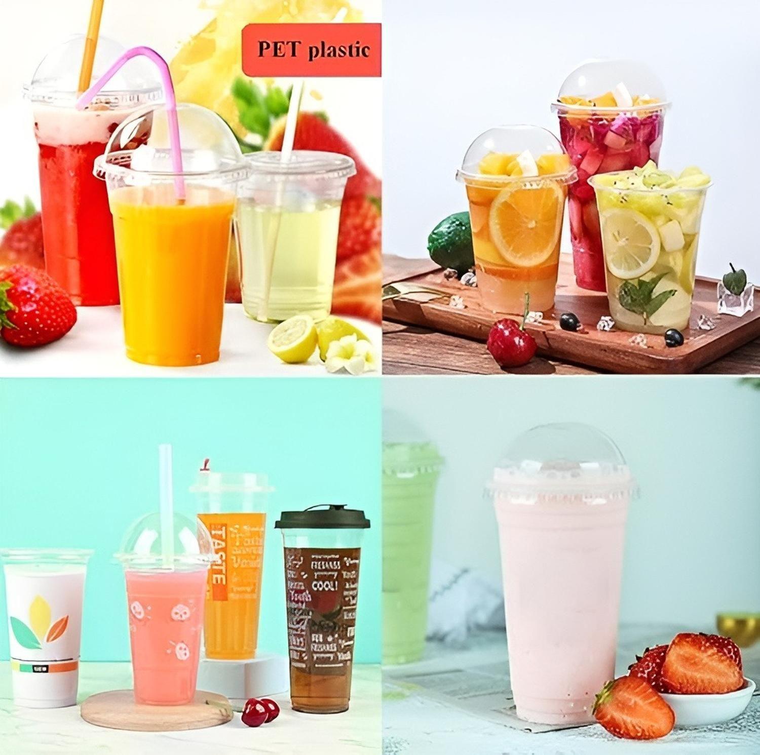 200 Vaso Desechable Plastico Vaso Con Tapa Domo Con Hoyo 16z Trasparente-3