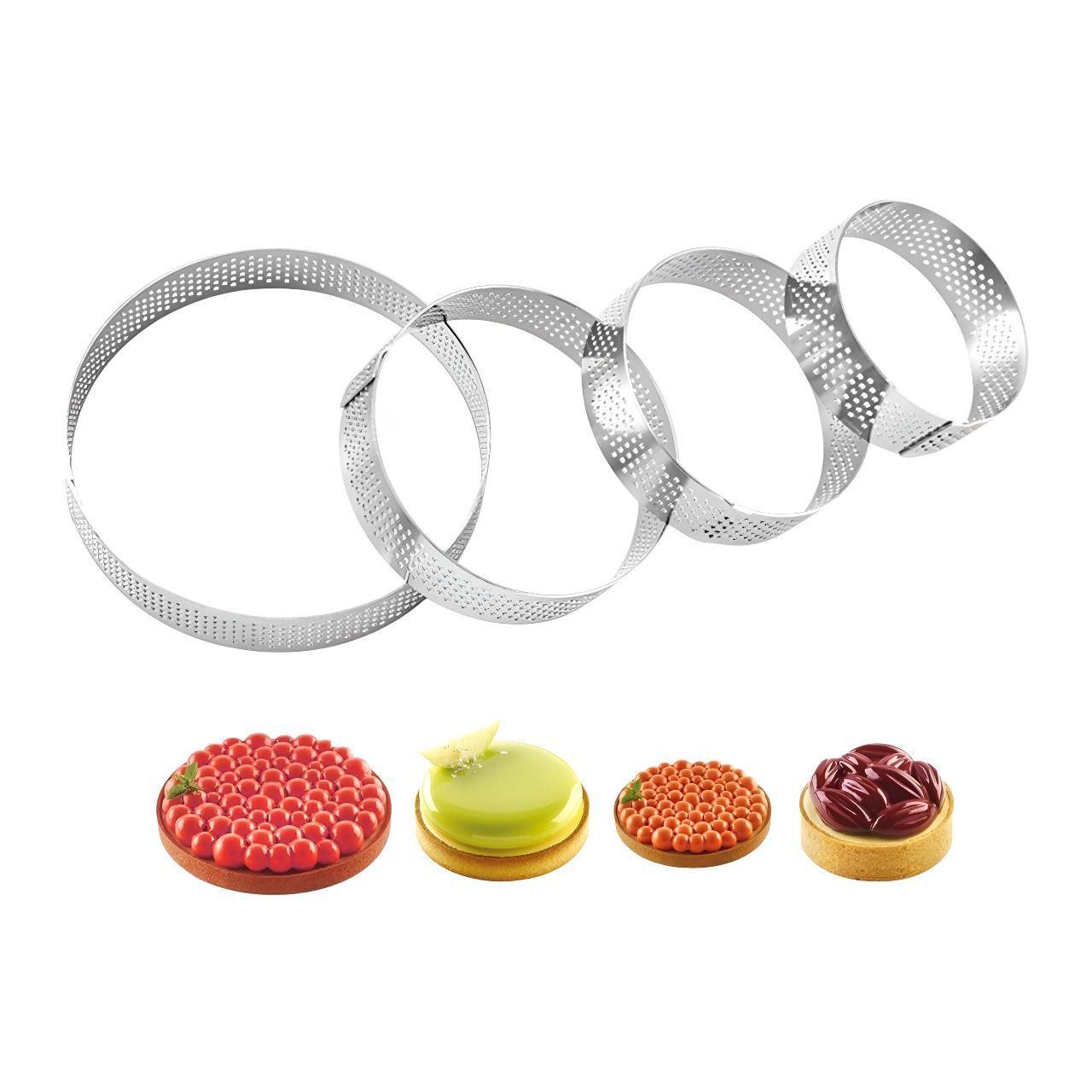 Set 4 Molde Microperforado Molde Tartaleta Moldes Reposteria-0