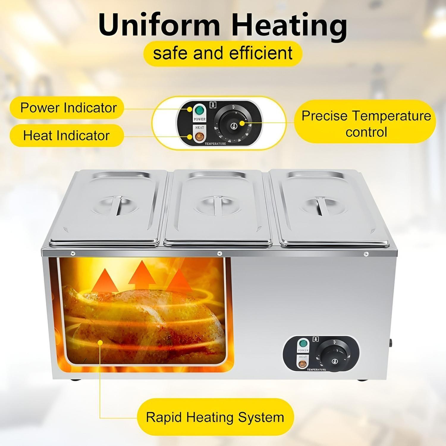 Chafer Electrico Buffet Baño Maria Bufetera 3 Depositos 5.5L-5