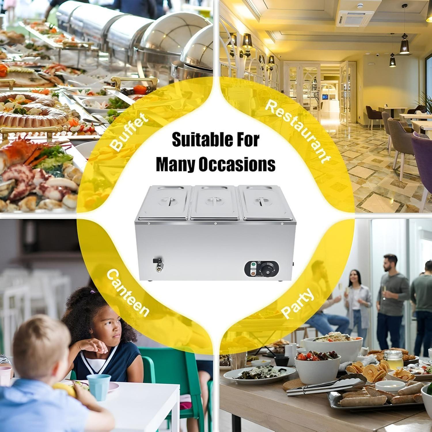 Chafer Electrico Buffet Baño Maria Bufetera 3 Depositos 5.5L-8