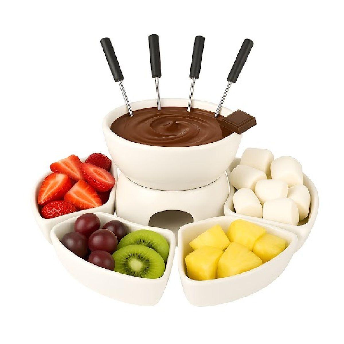 Fondue Queso Juego De Fondue Ceramica Fondue Chocolate 10pcs-0