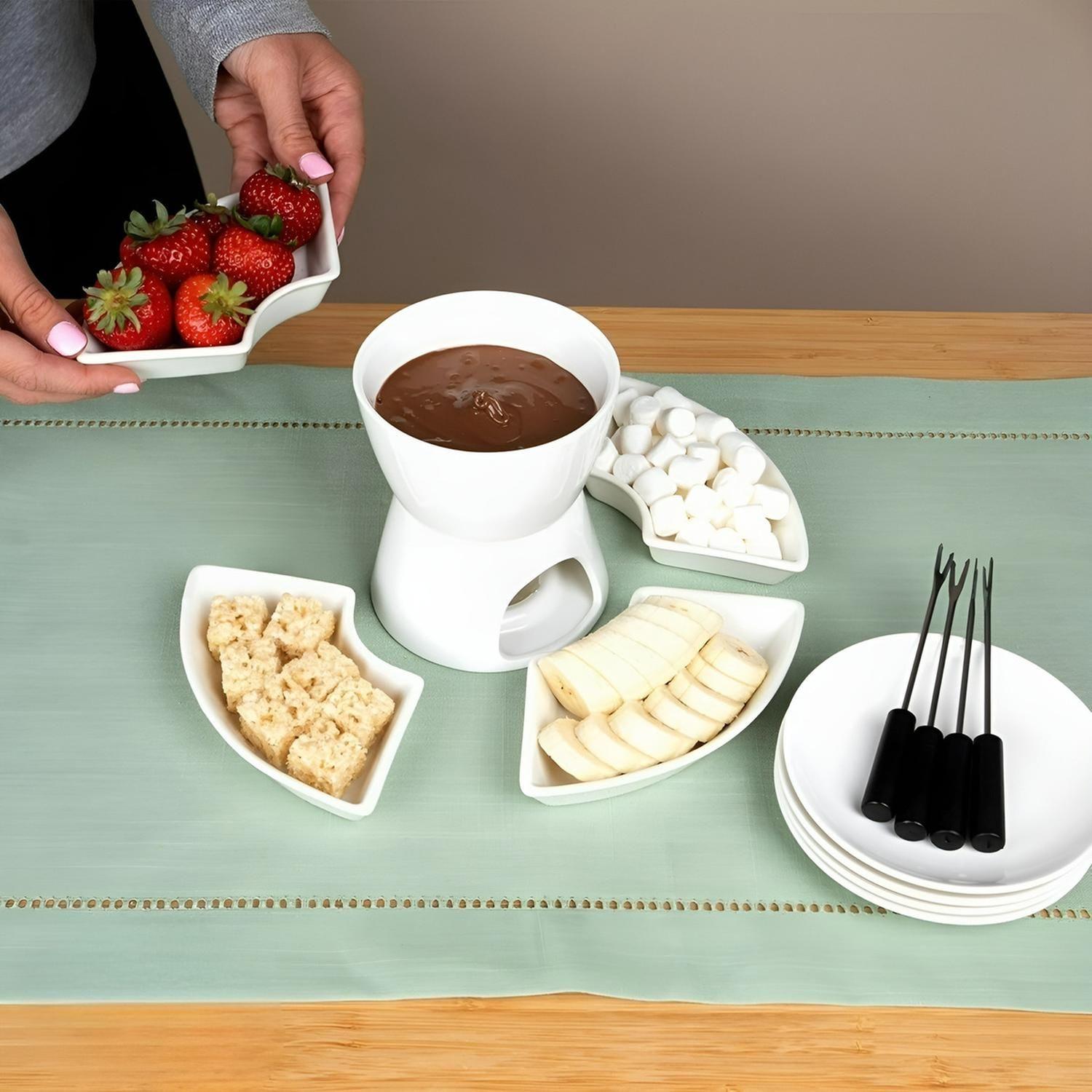 Fondue Queso Juego De Fondue Ceramica Fondue Chocolate 10pcs-9