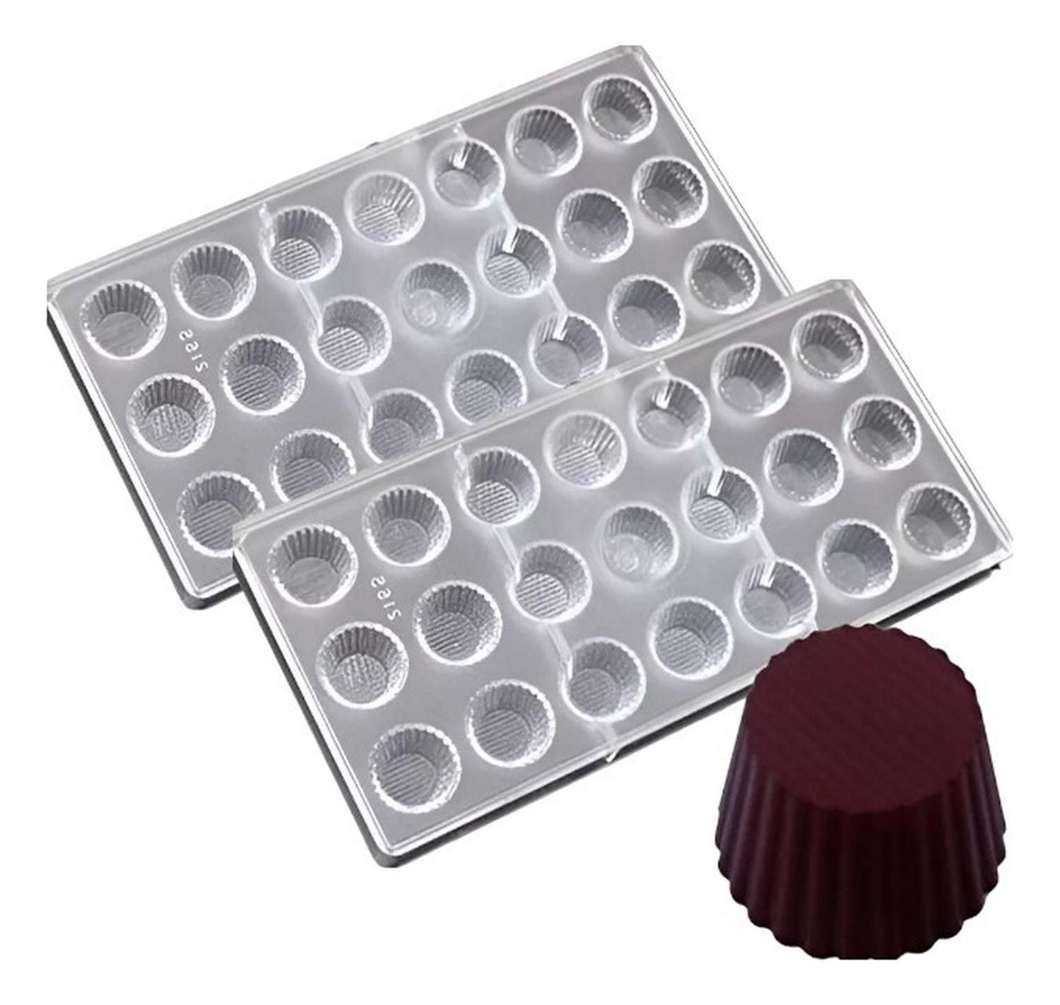 Pack X2 Moldes Chocolate Moldes De Policarbonato Circular Gris-0