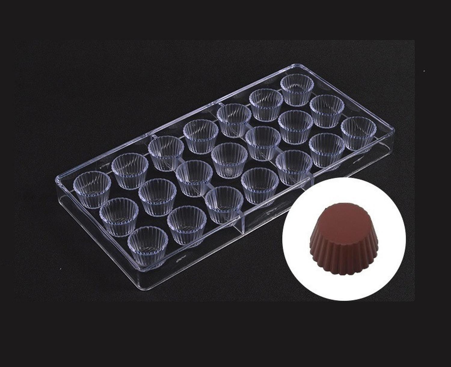 Pack X2 Moldes Chocolate Moldes De Policarbonato Circular Gris-3