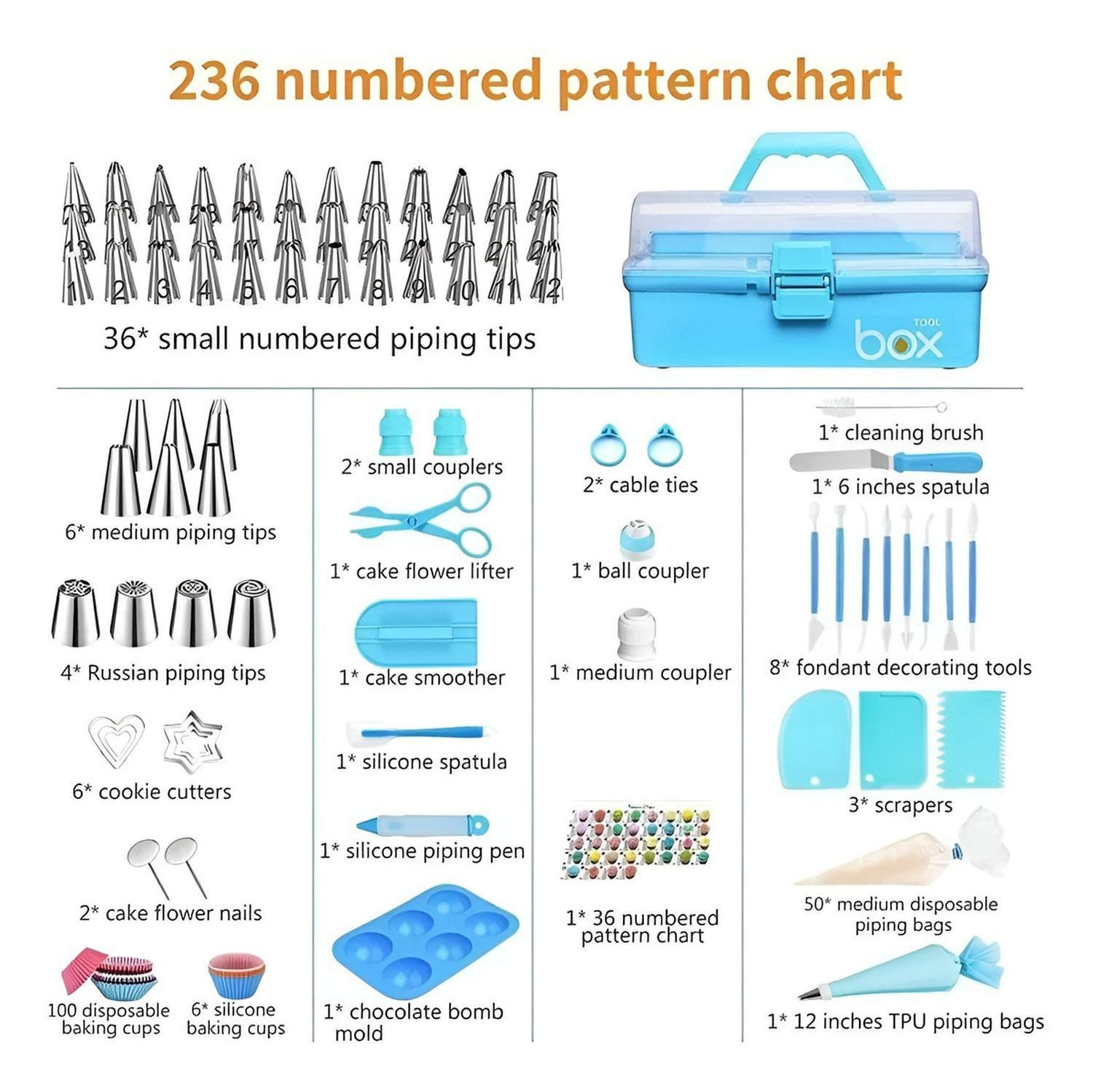 Set De Pasteleria Kit Decoración Para Reposteria 236pcs-3