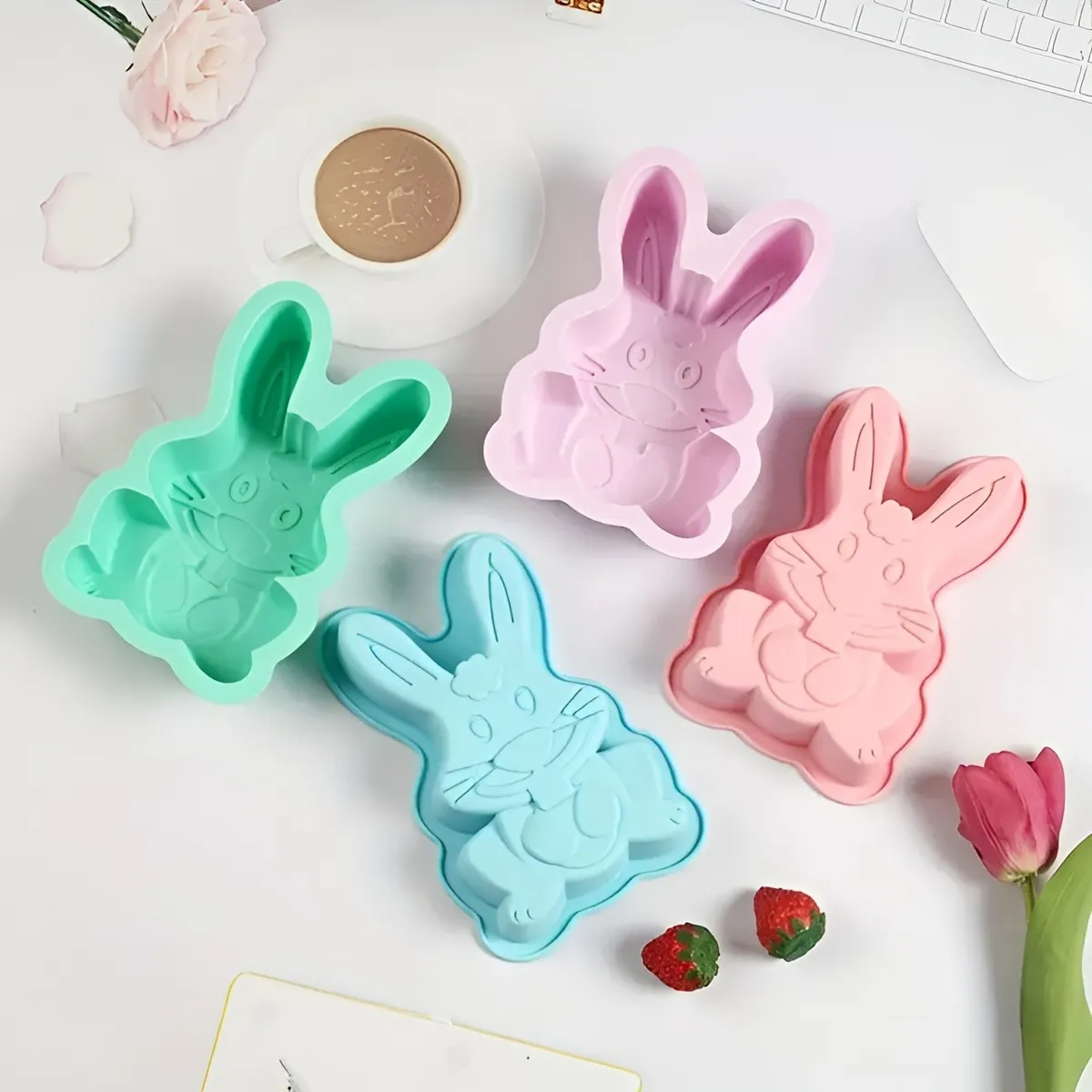 Set 2 Molde Conejo De Pascua Molde Silicona Molde Chocolate-3