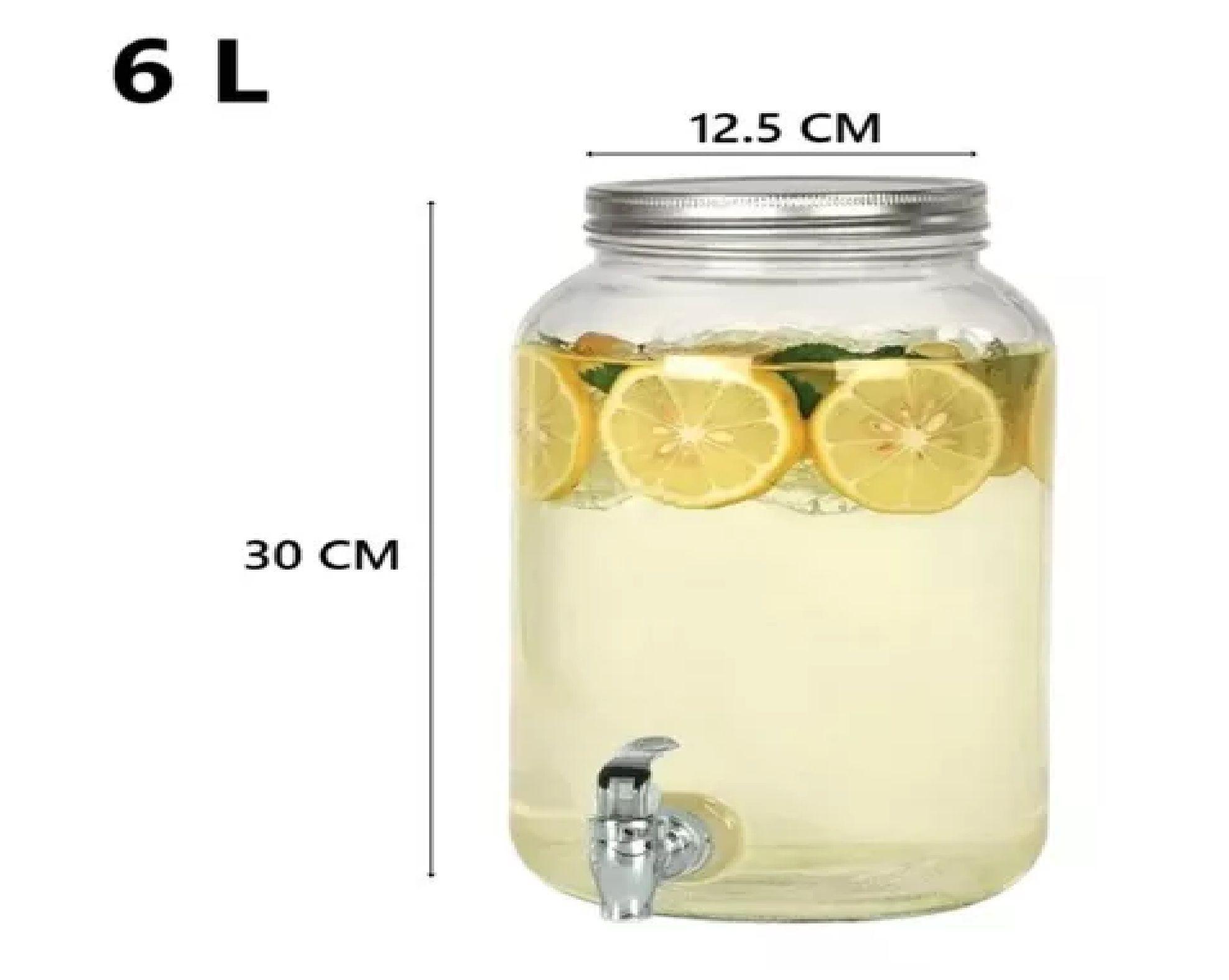 Jarro De Vidrio Dispensador De Bebidas Jarro Para Jugos 6l-2