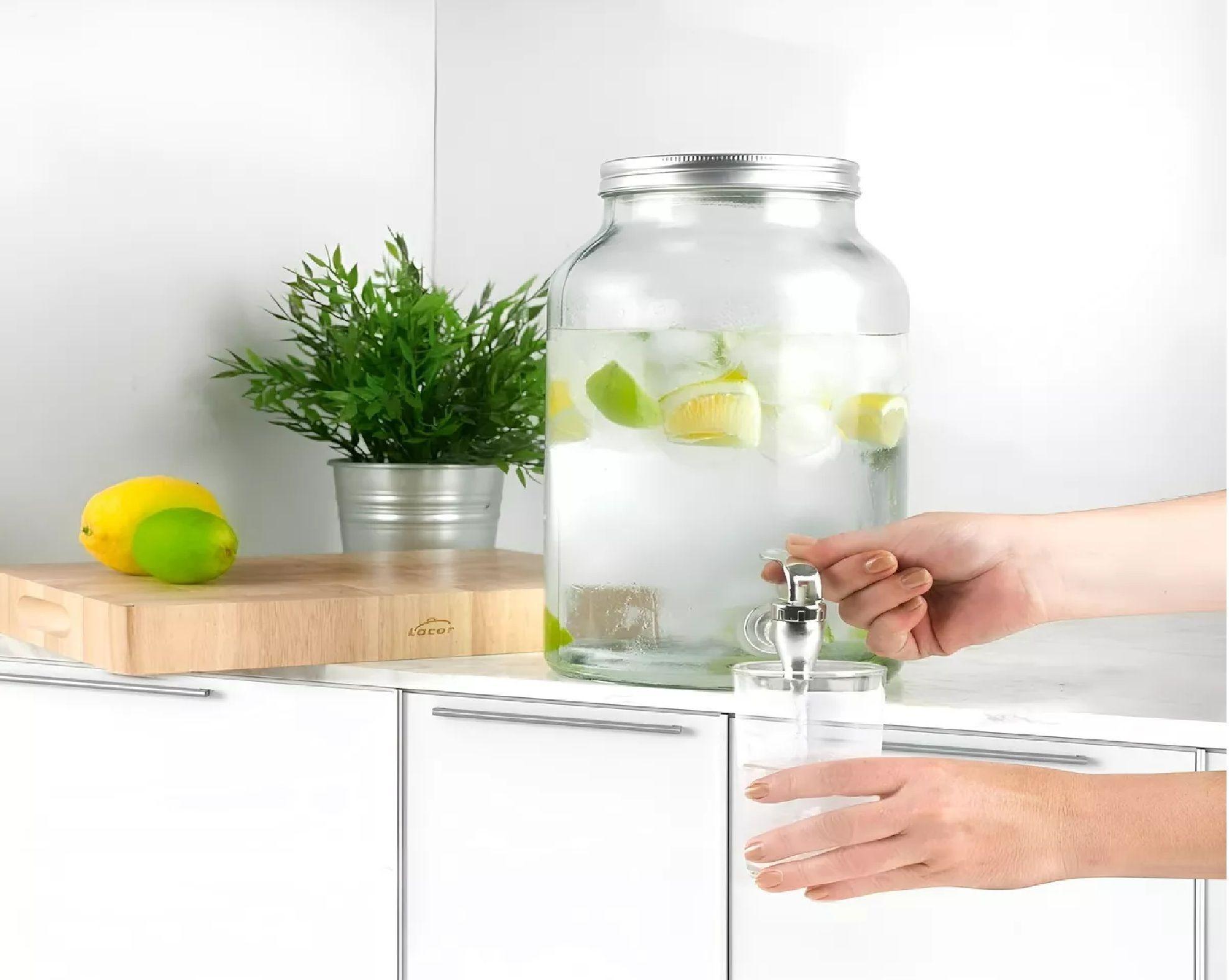 Jarro De Vidrio Dispensador De Bebidas Jarro Para Jugos 6l-5