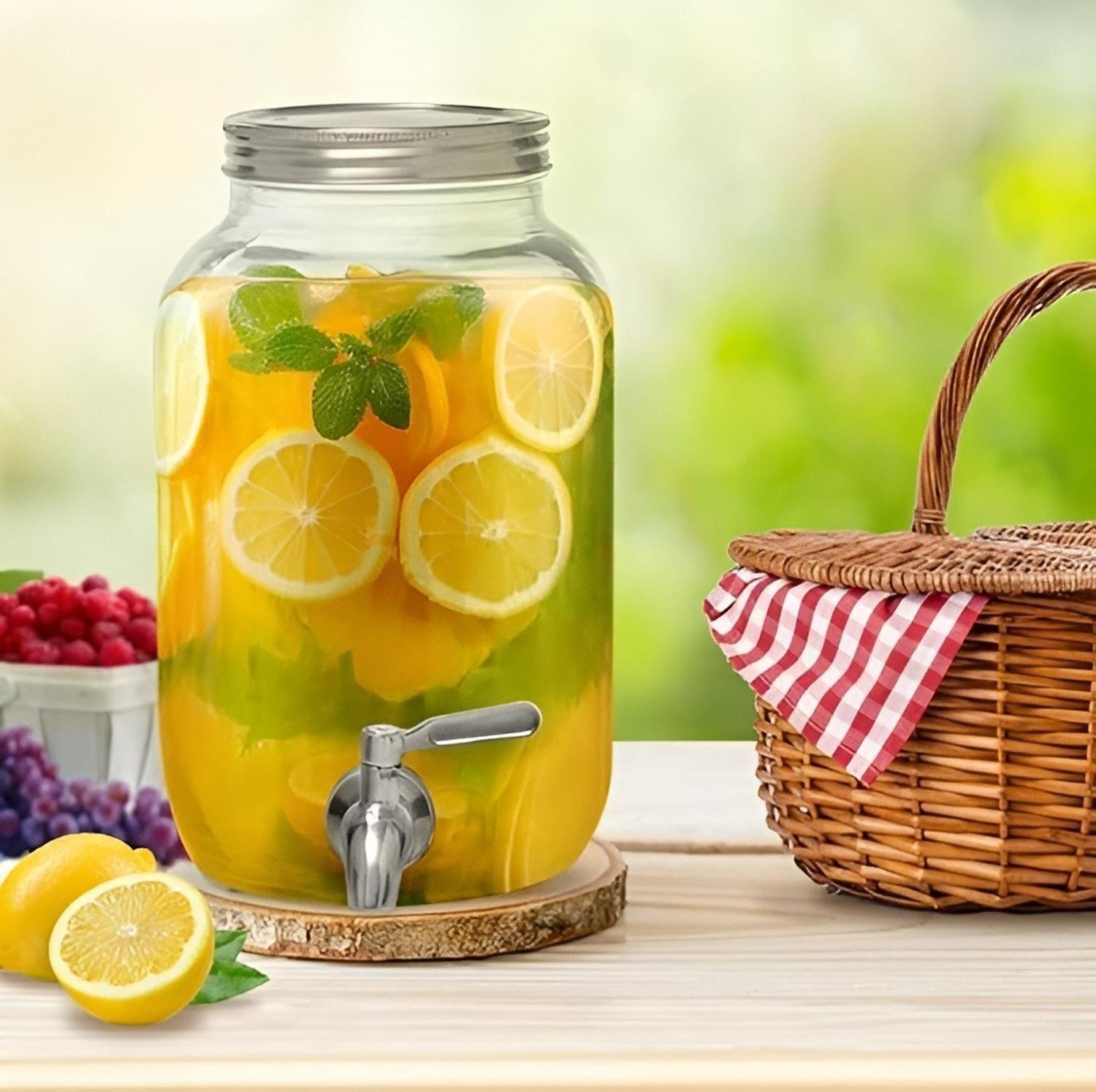 Jarro De Vidrio Dispensador De Bebidas Jarro Para Jugos 6l-3