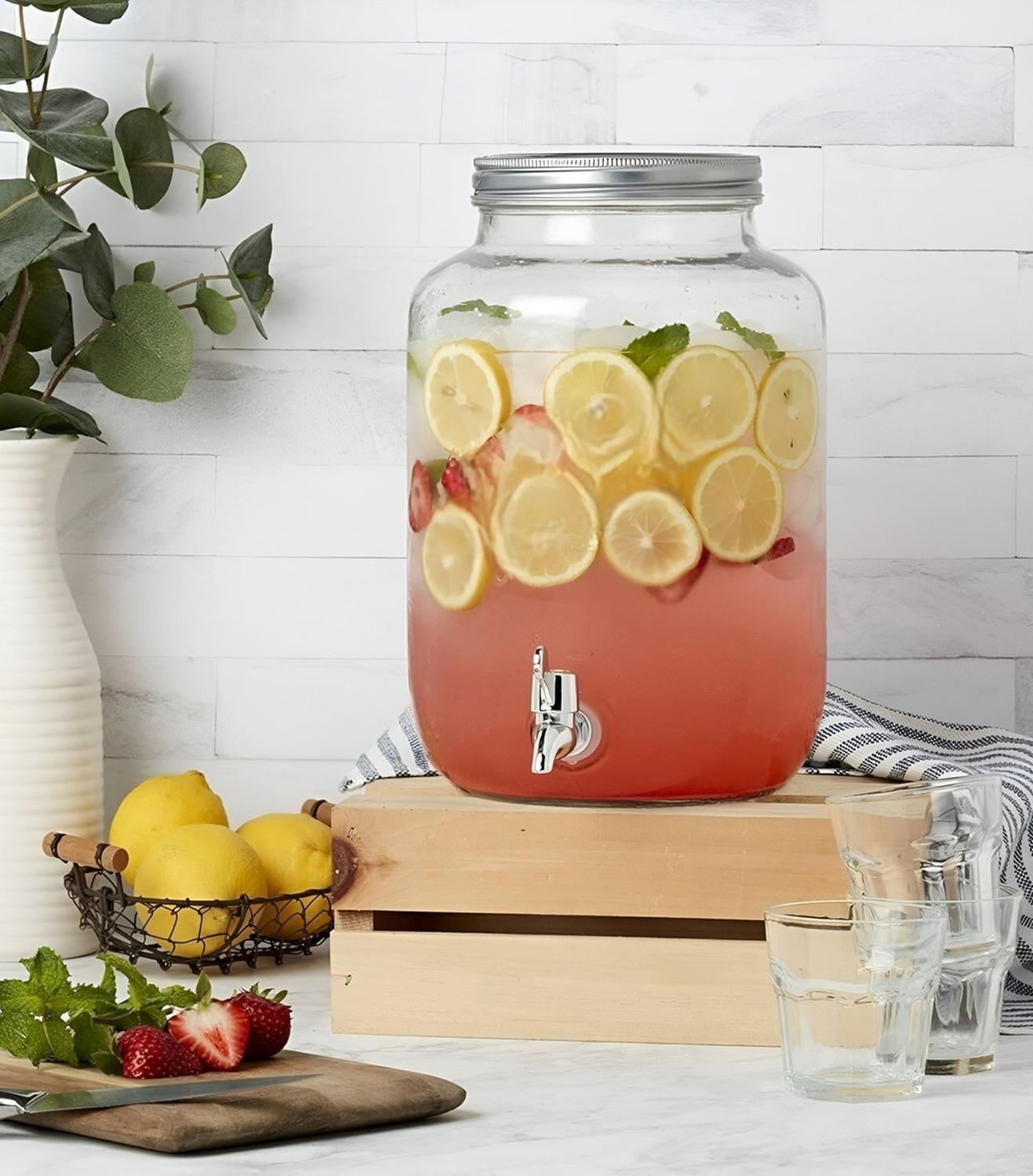 Jarro De Vidrio Dispensador De Bebidas Jarro Para Jugos 6l-7