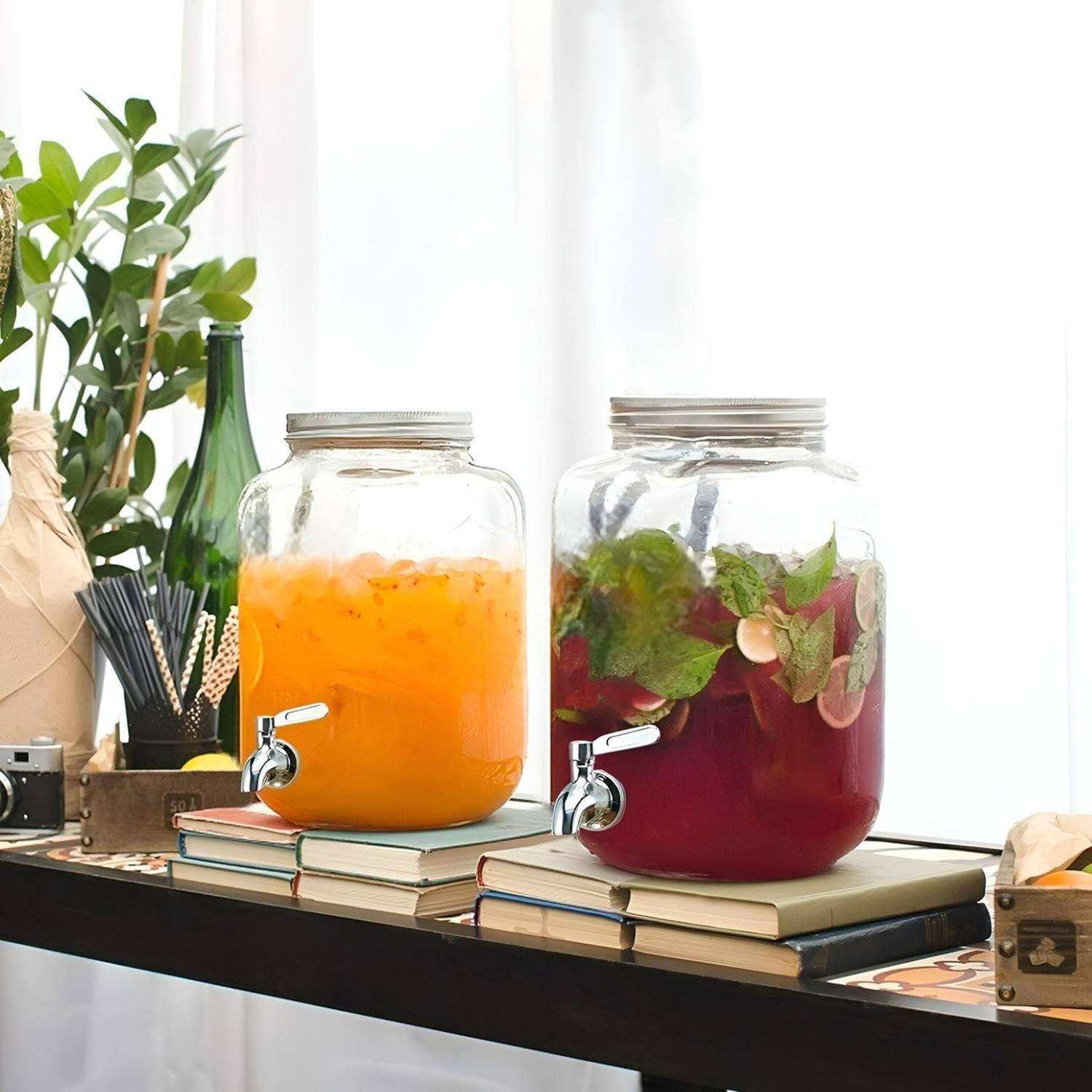 Jarro De Vidrio Dispensador De Bebidas Jarro Para Jugos 6l-9