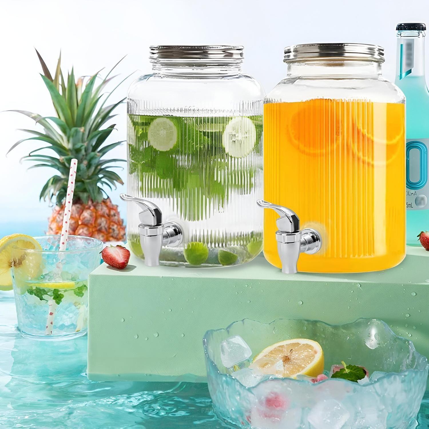 Jarras Vidrio Dispensador De Bebidas Jarro Para Jugo 5L-3