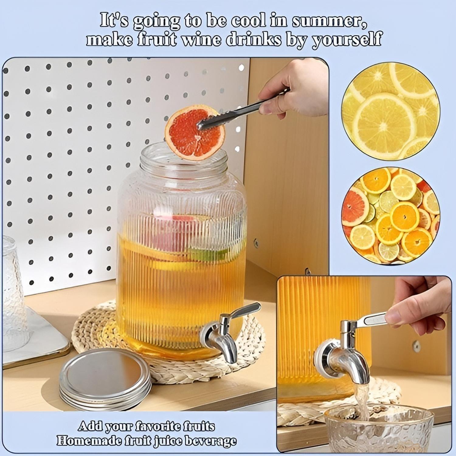 Jarras Vidrio Dispensador De Bebidas Jarro Para Jugo 5L-6