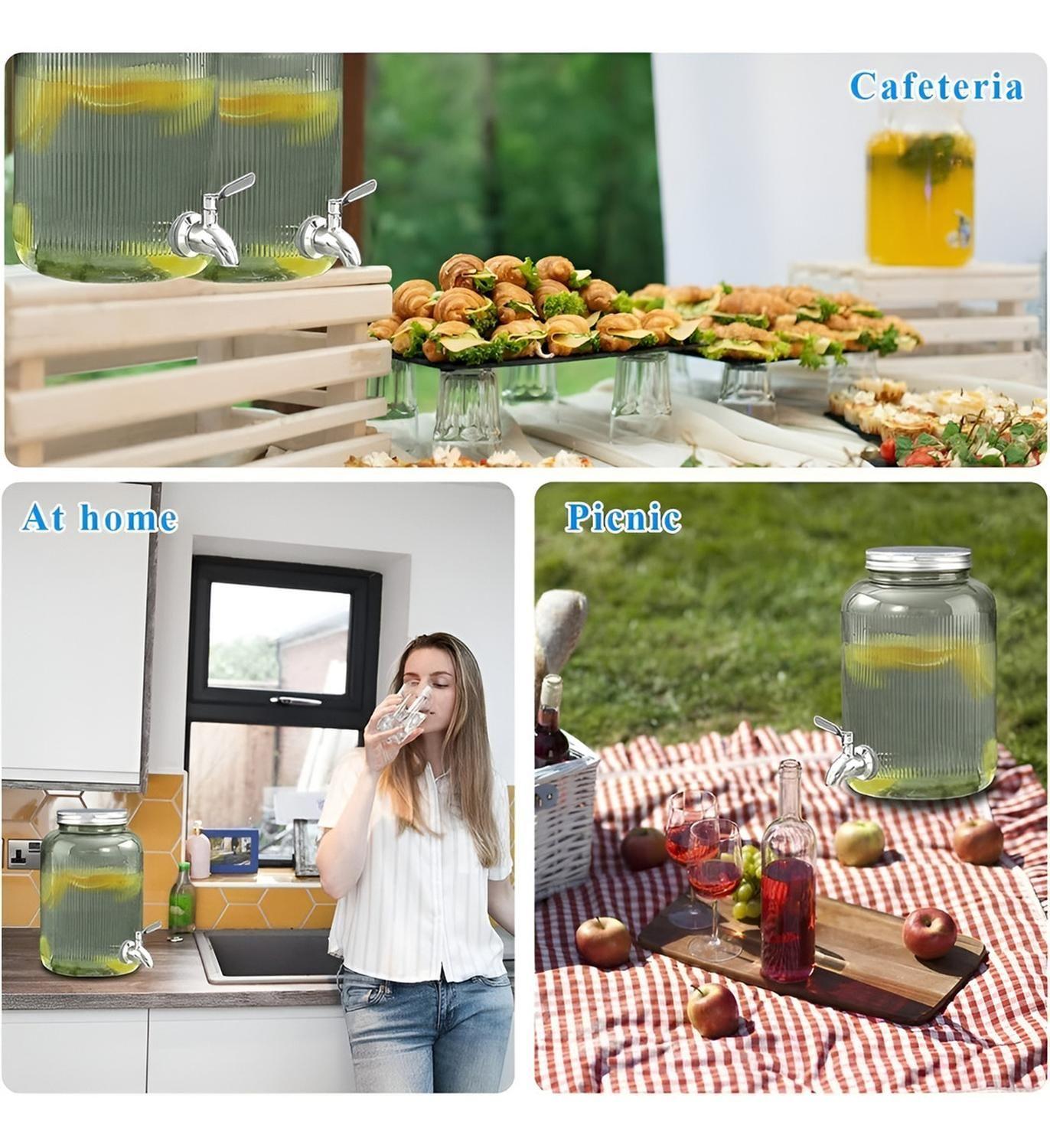 Jarras Vidrio Dispensador De Bebidas Jarro Para Jugo 5L-8