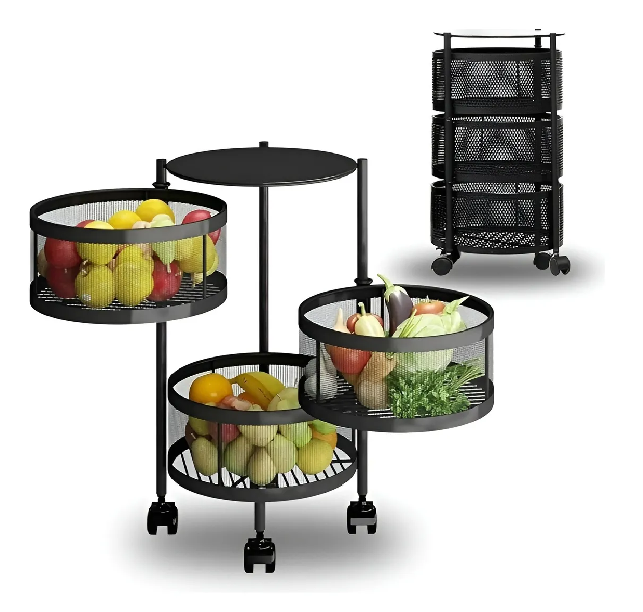 Carro Metalico Con Ruedas Organizador De Verduras 3 Niveles-3