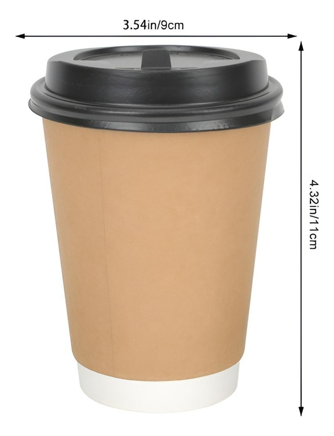 Vasos Desechables Vaso Cafe Kraft Doble Pared C/tapa 8oz-2
