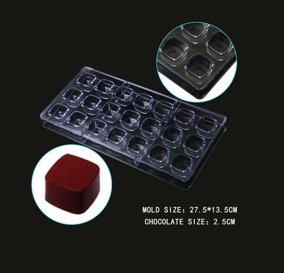 X2 Moldes Chocolate Policarbonato Moldes De Chocolate Cuadrado Insumos Repostería Moldes Chocolate-4