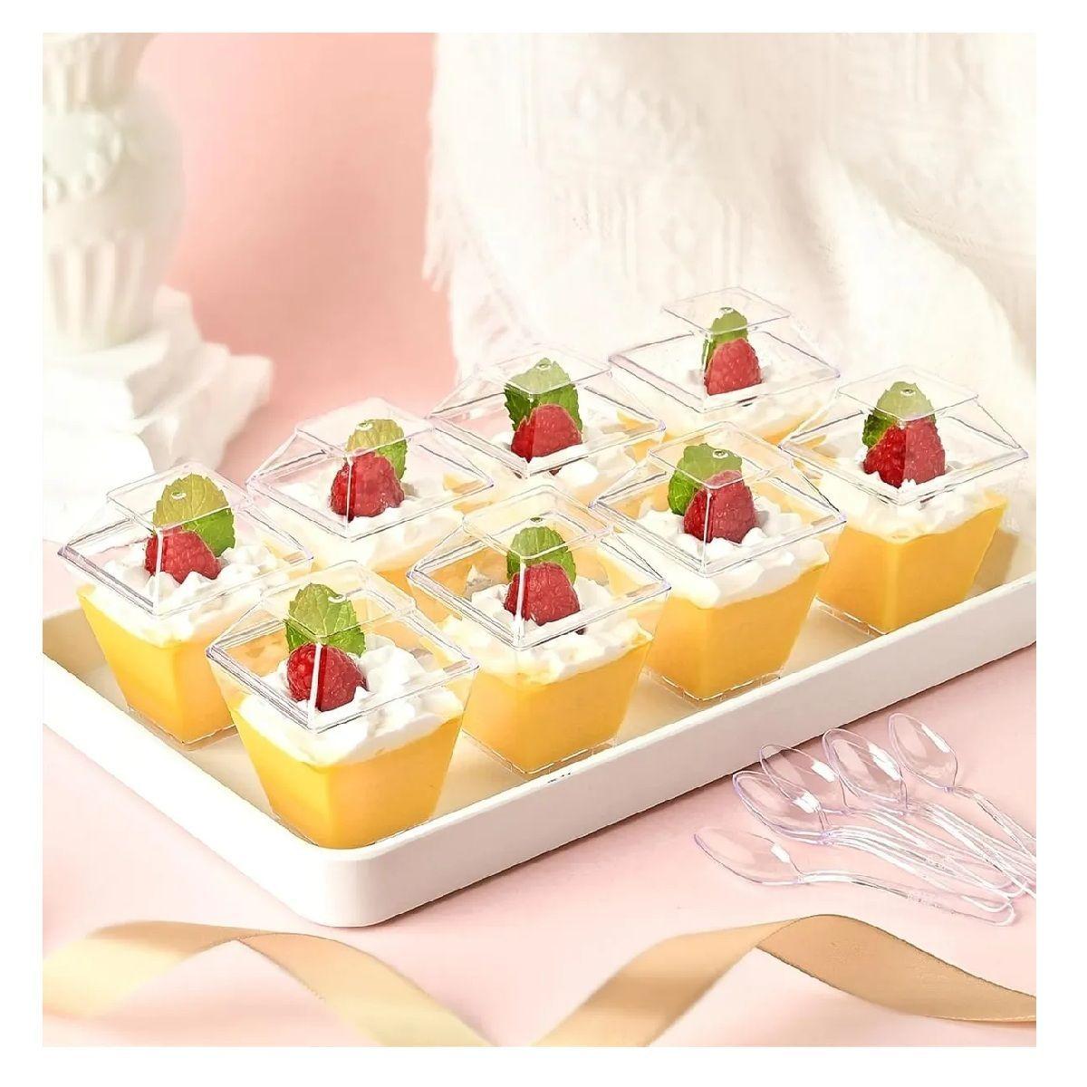 40 Vasos Para Postres Set De Vasos Shot Postres C/tapa 110ml Transparente-2