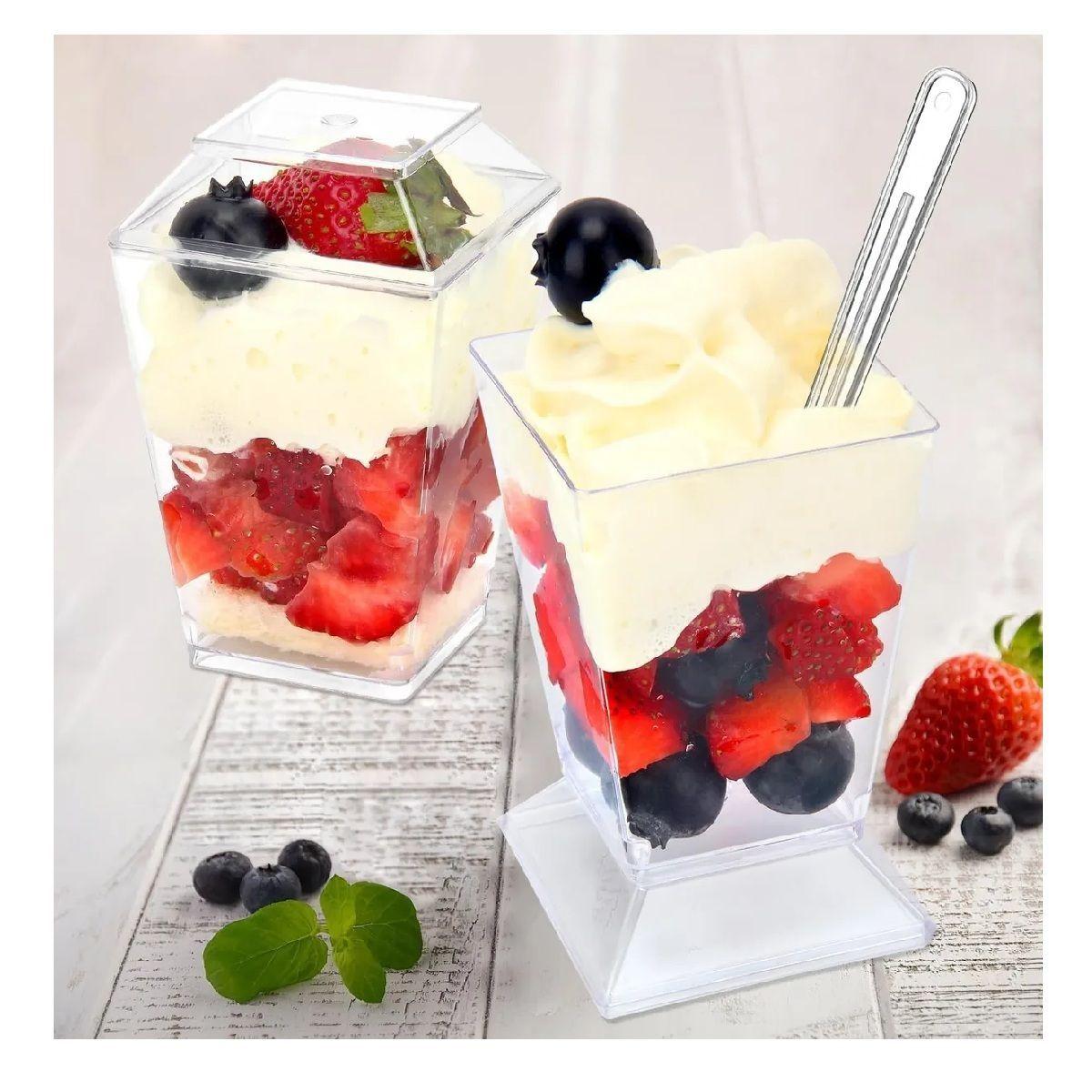 40 Vasos Para Postres Set De Vasos Shot Postres C/tapa 110ml Transparente-3