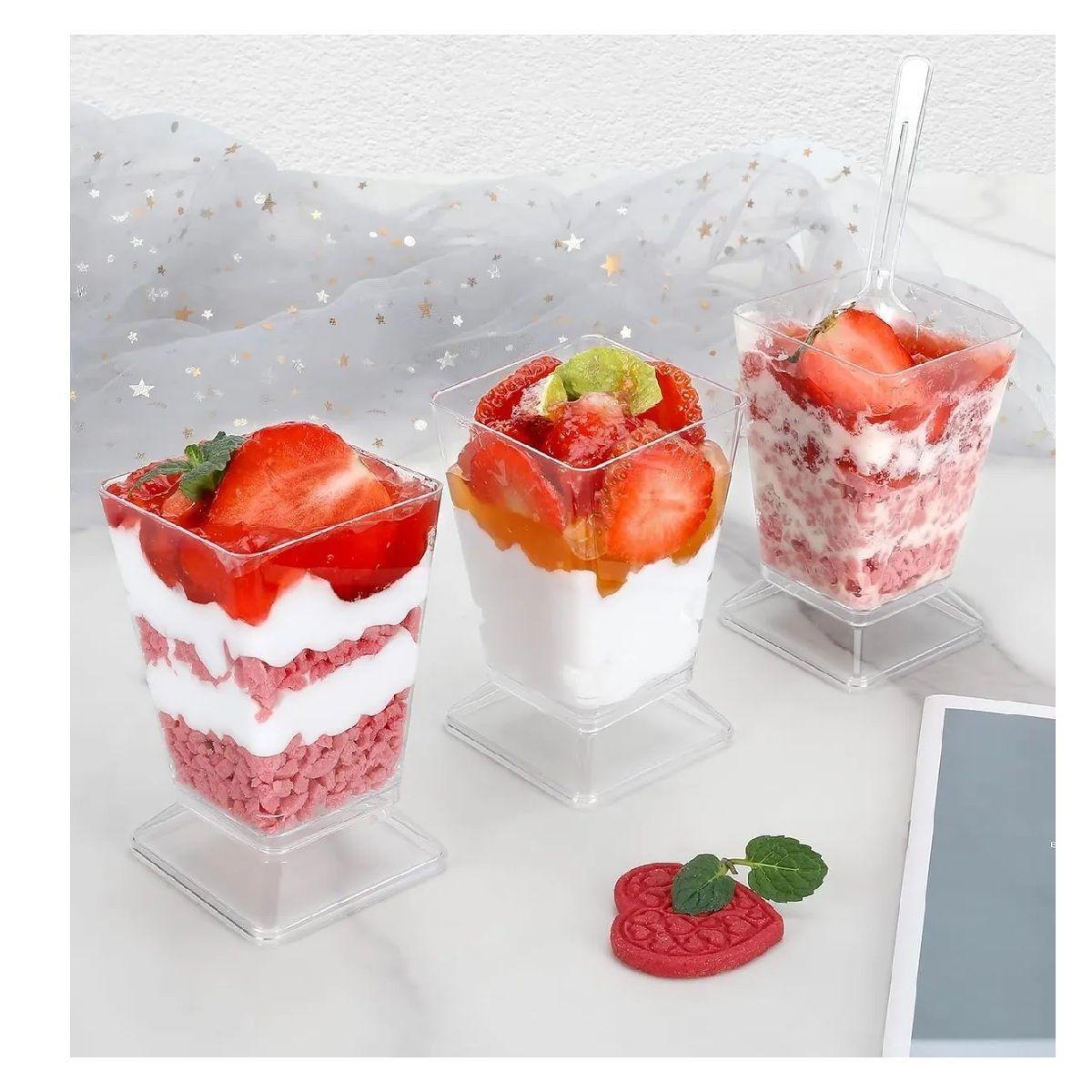 40 Vasos Para Postres Set De Vasos Shot Postres C/tapa 110ml Transparente-5