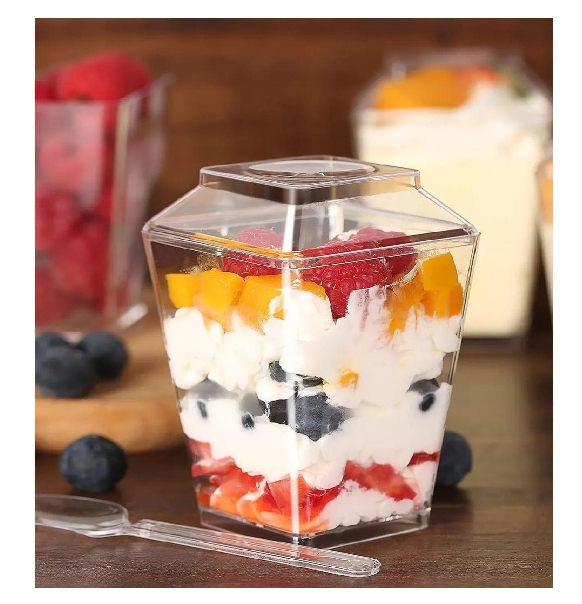 40 Vasos Para Postres Set De Vasos Shot Postres C/tapa 110ml Transparente-6