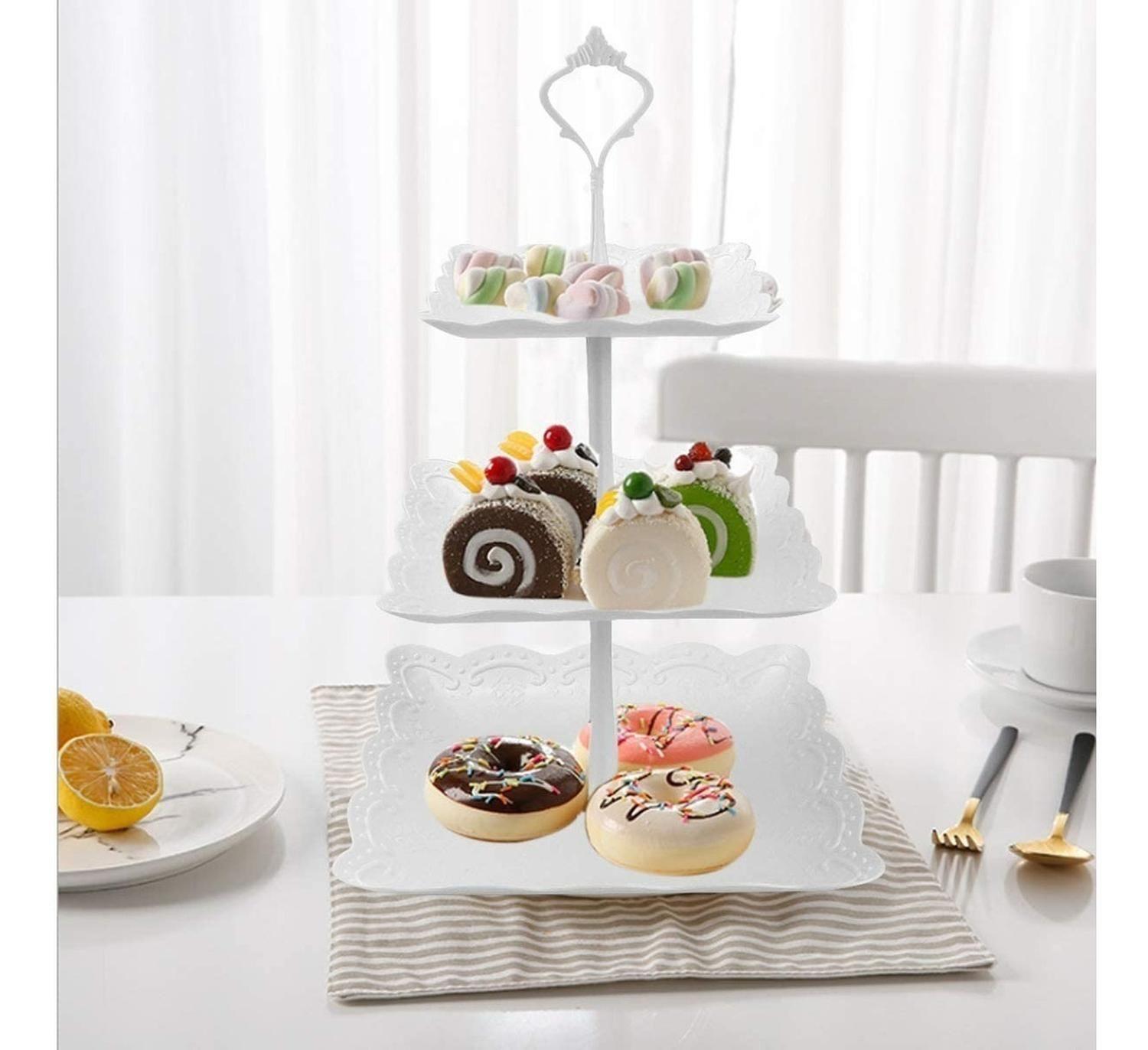 Pack X4 Porta Torta Porta Cupcakes Torre Porta Cupcake Blanco-4